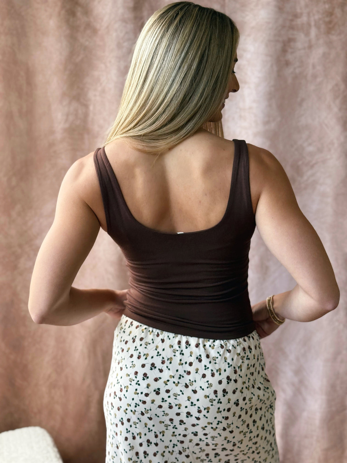 Scoop Neck Tank - DARK CHOCO - willows clothing TANKS