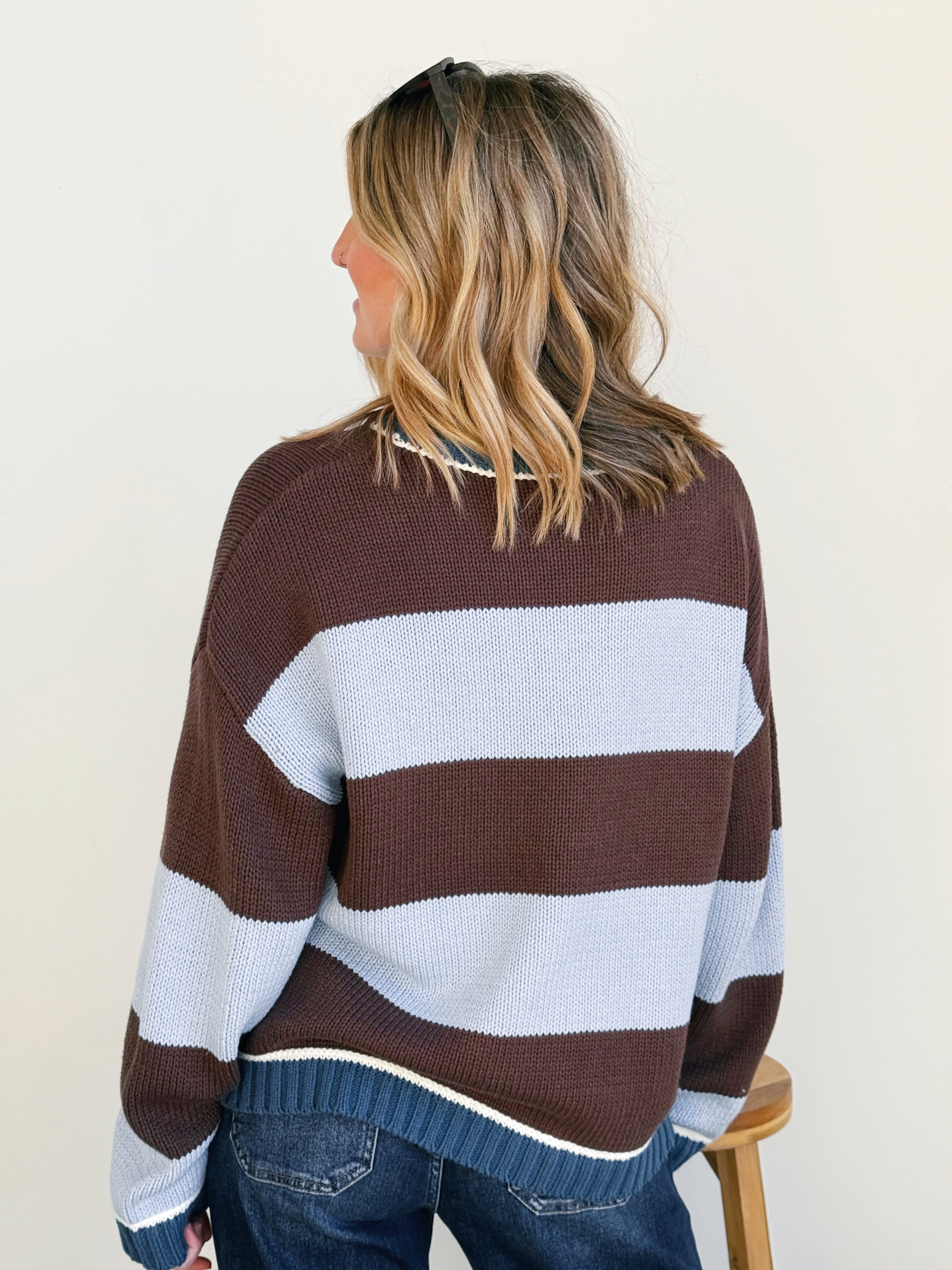 Scottie Jean Sweater - BROWN/BLUE - willows clothing SWEATER