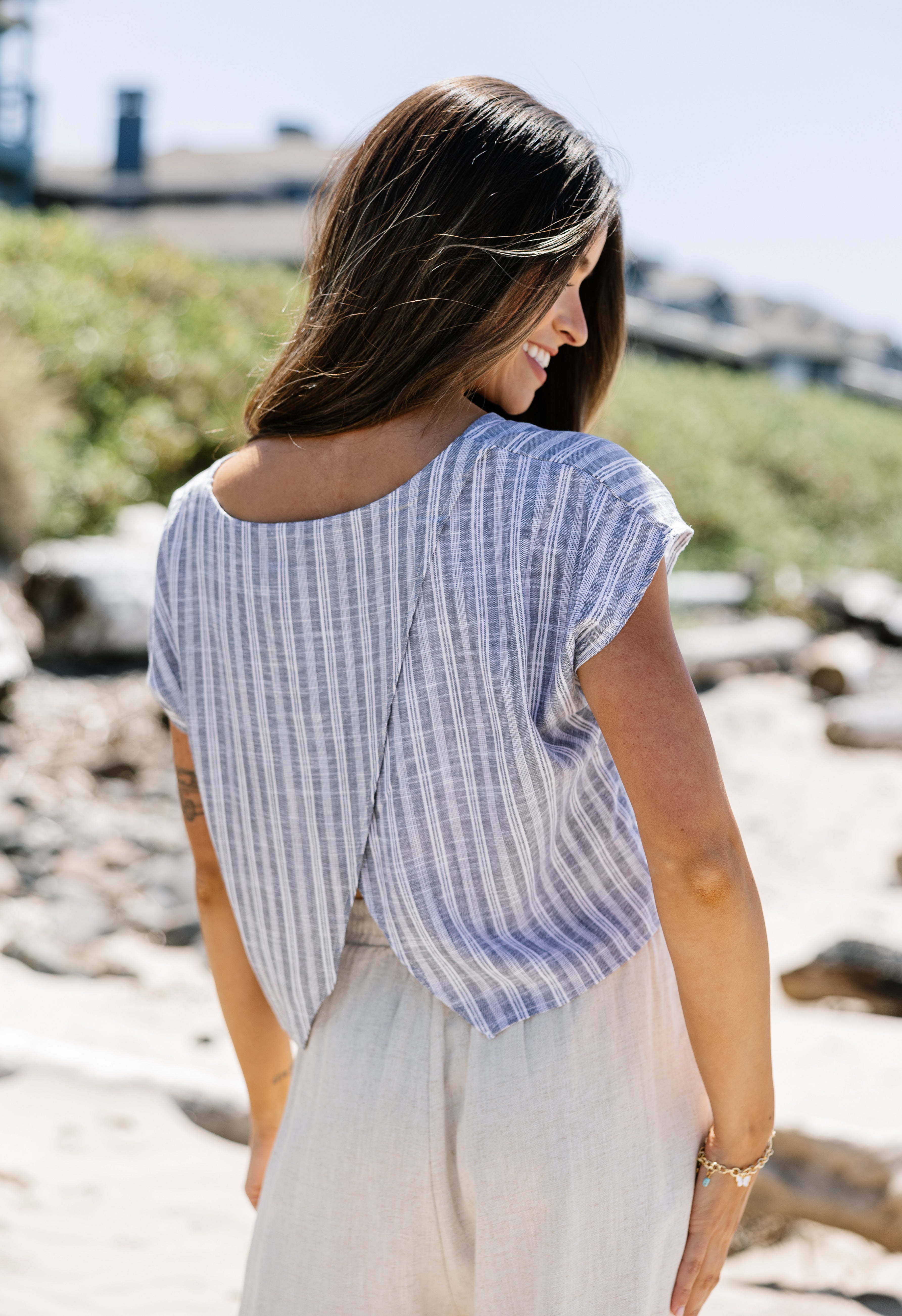 Sea Level Top - DENIM - willows clothing Blouse