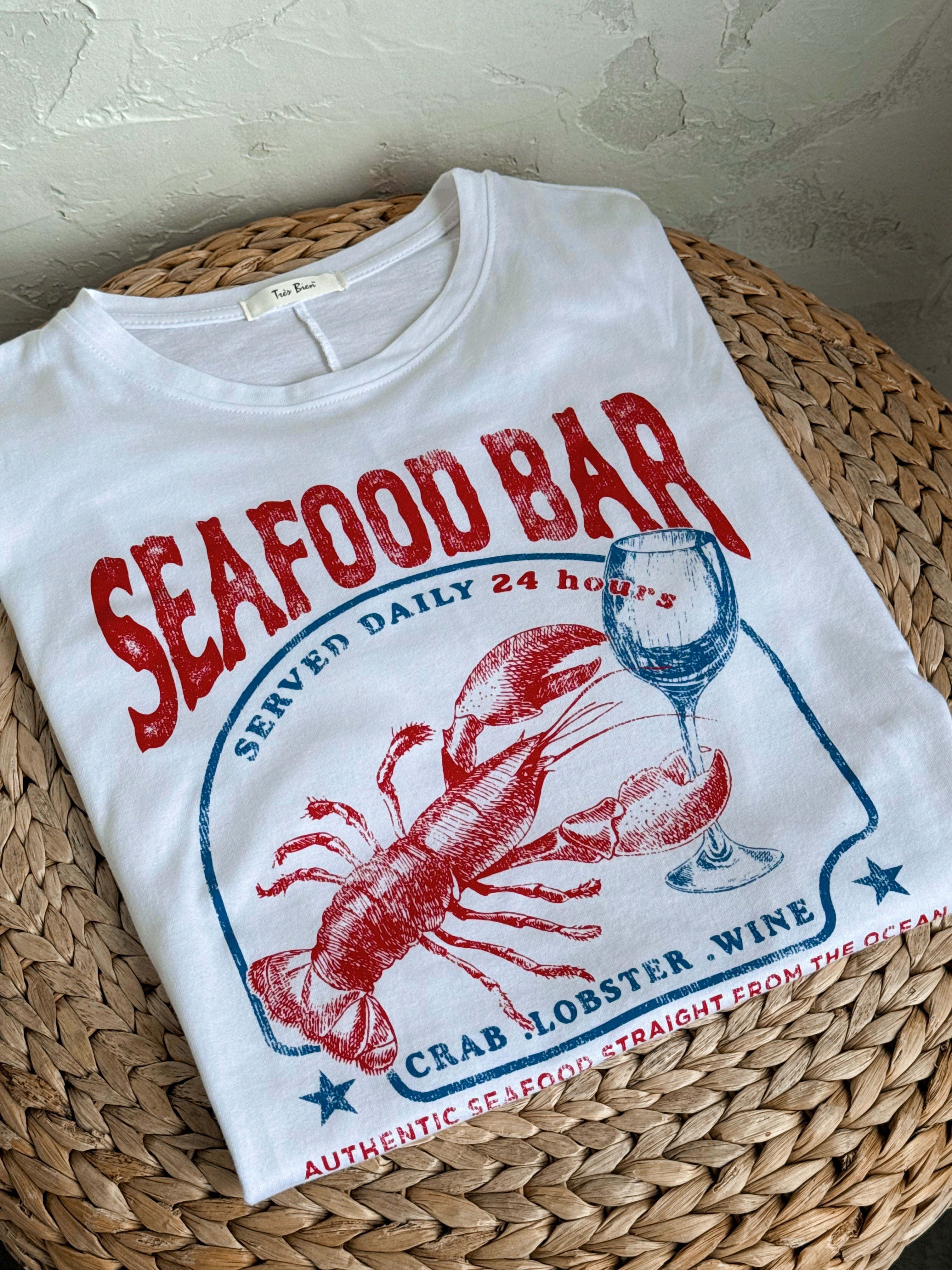 Seafood Bar Graphic Tee - WHITE - willows clothing S/S SHIRT