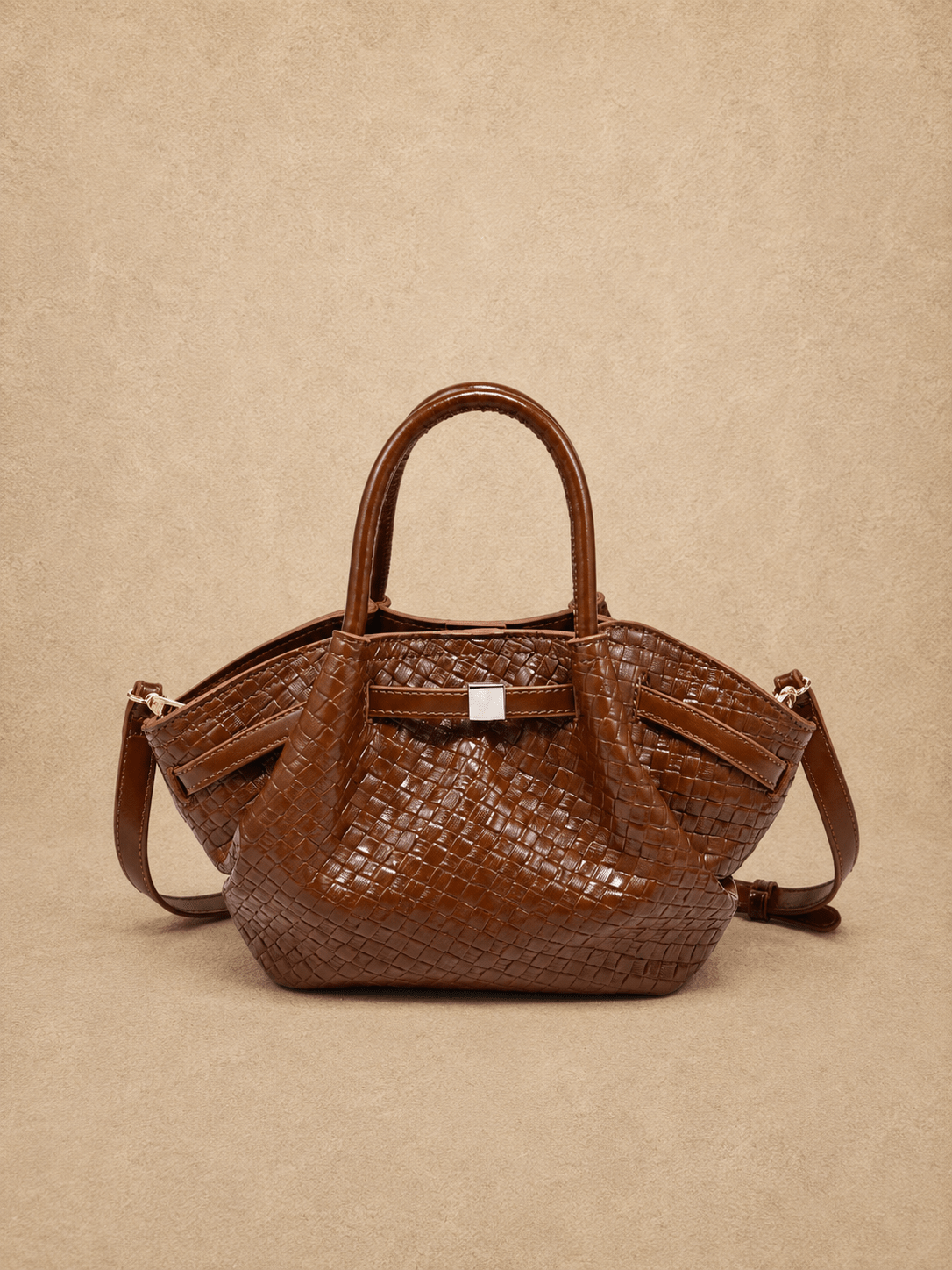 Selena Woven Tote Bag - COGNAC - willows clothing TOTE