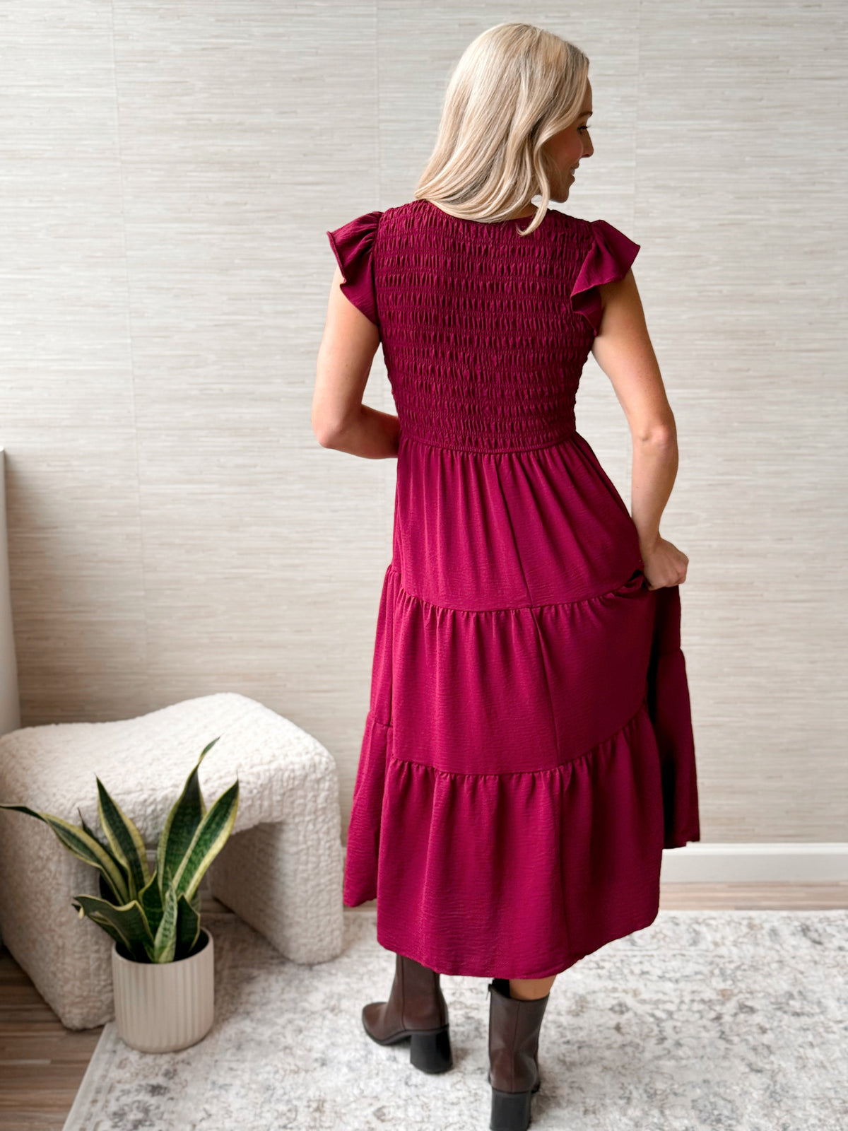 September Stories Dress - BURGUNDY - willows clothing Long Dress