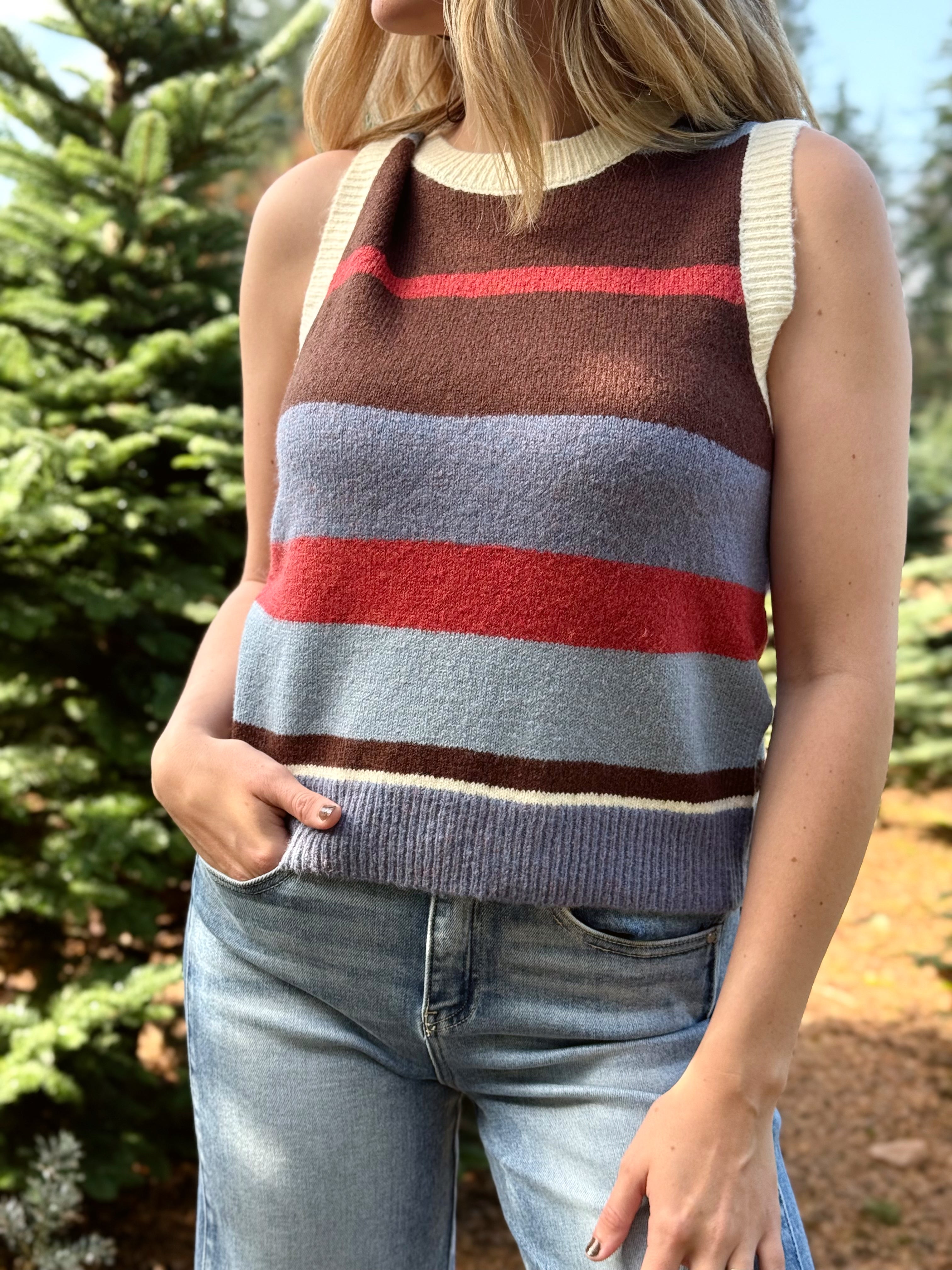 Sequoia Sweater Vest - BLUE - willows clothing VEST