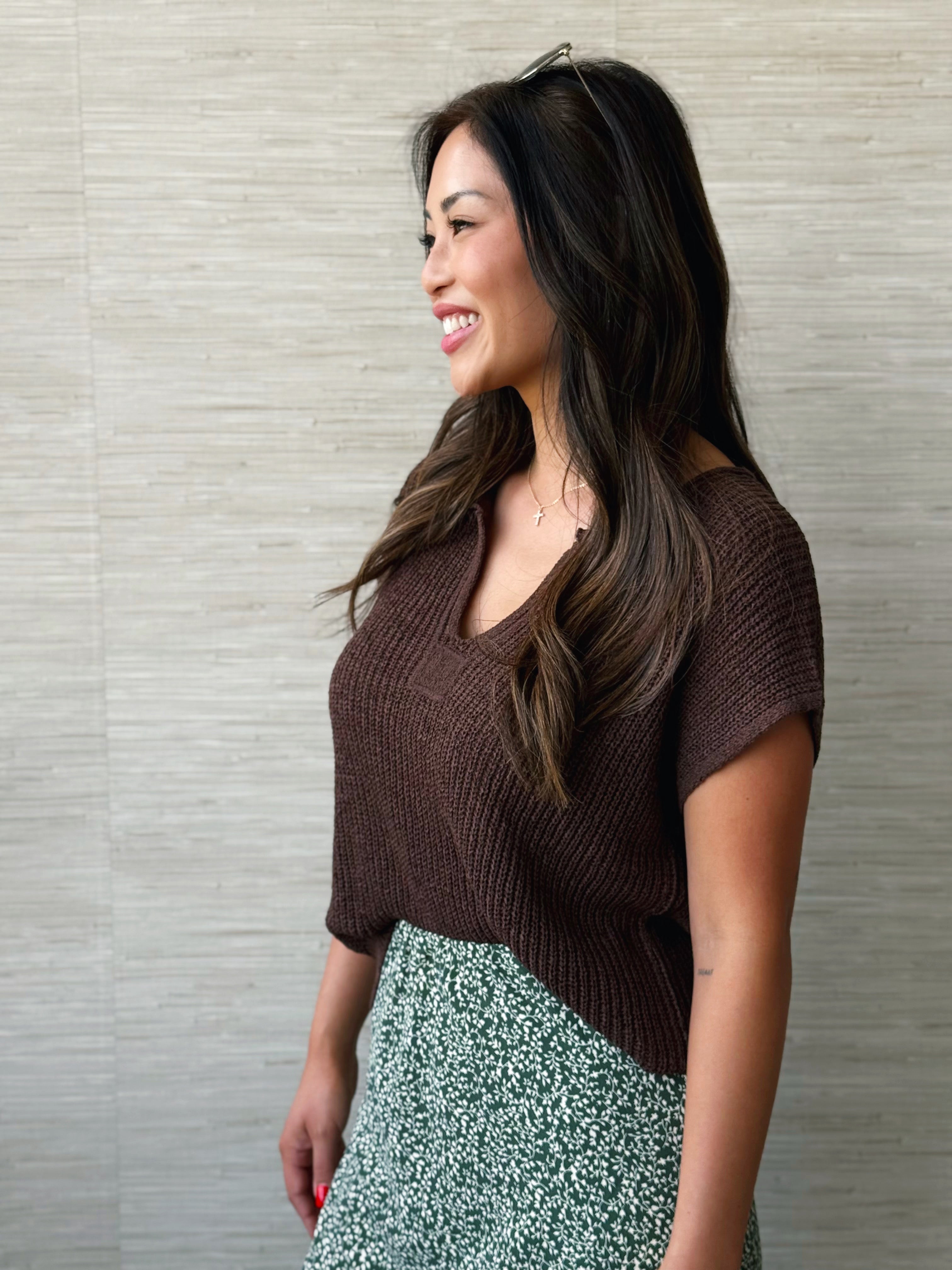 Sheena Sweater - BROWN - willows clothing TANKS