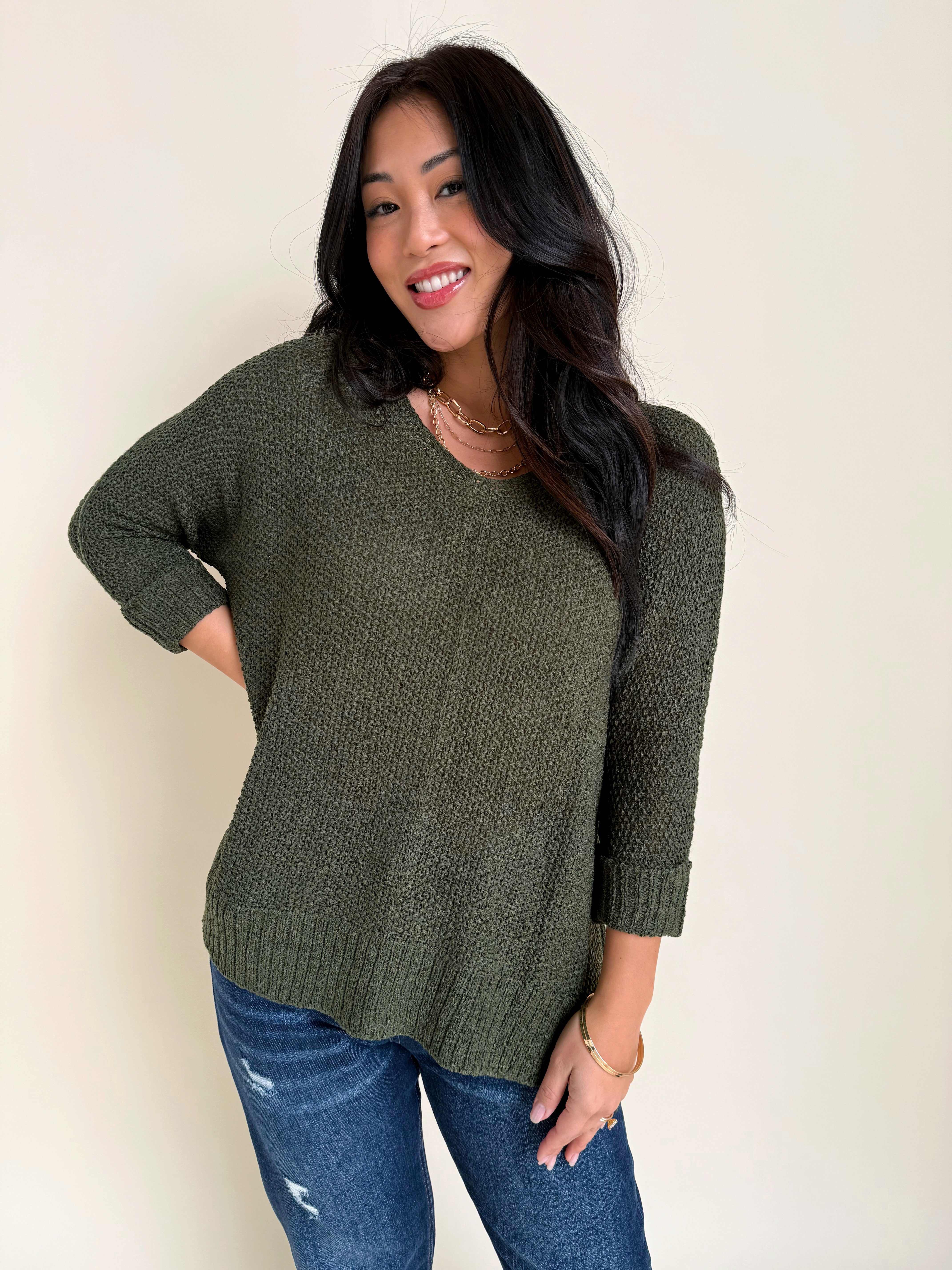 Shelly Sweater - OLIVE - willows clothing SWEATER