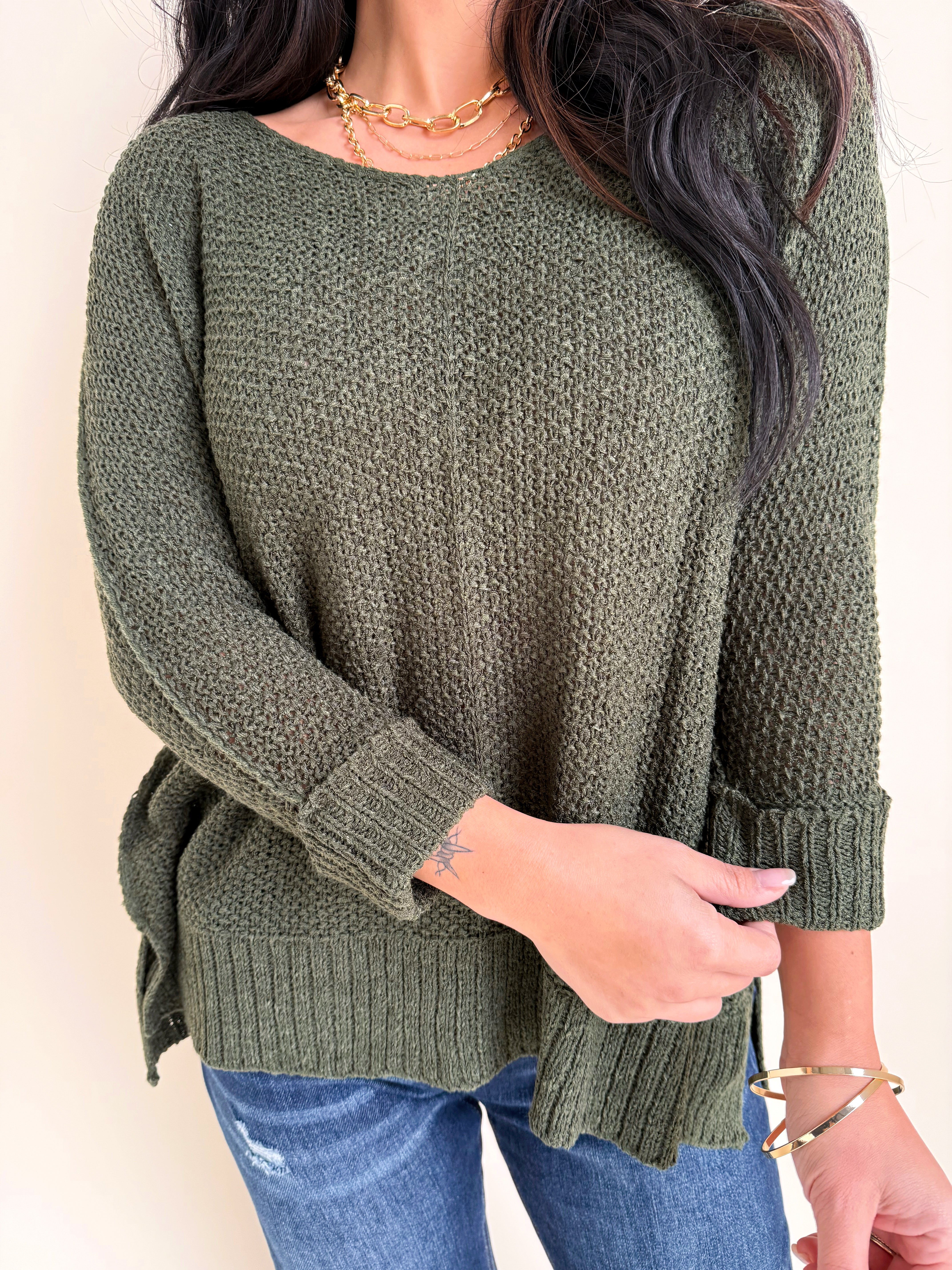 Shelly Sweater - OLIVE - willows clothing SWEATER