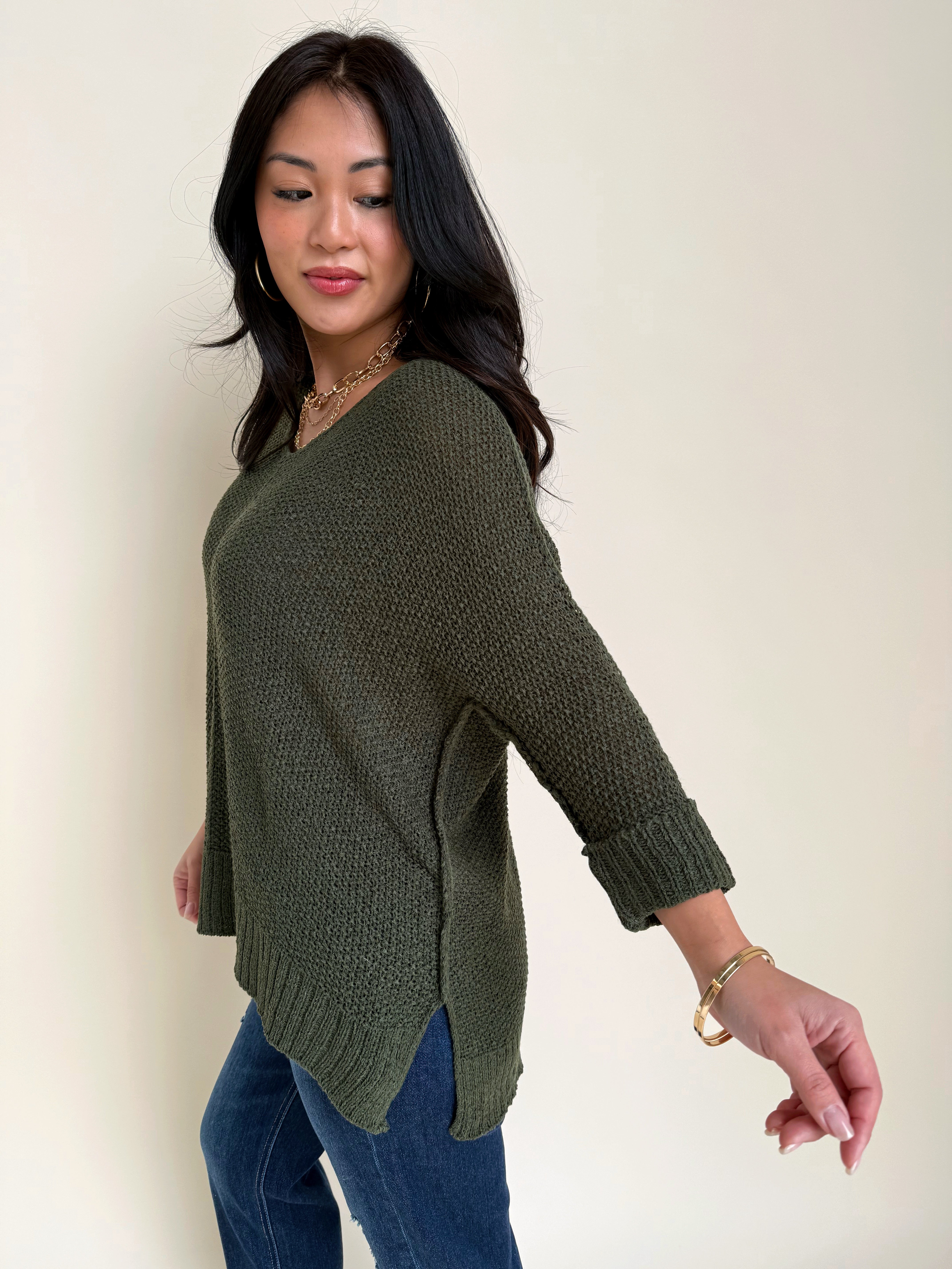 Shelly Sweater - OLIVE - willows clothing SWEATER