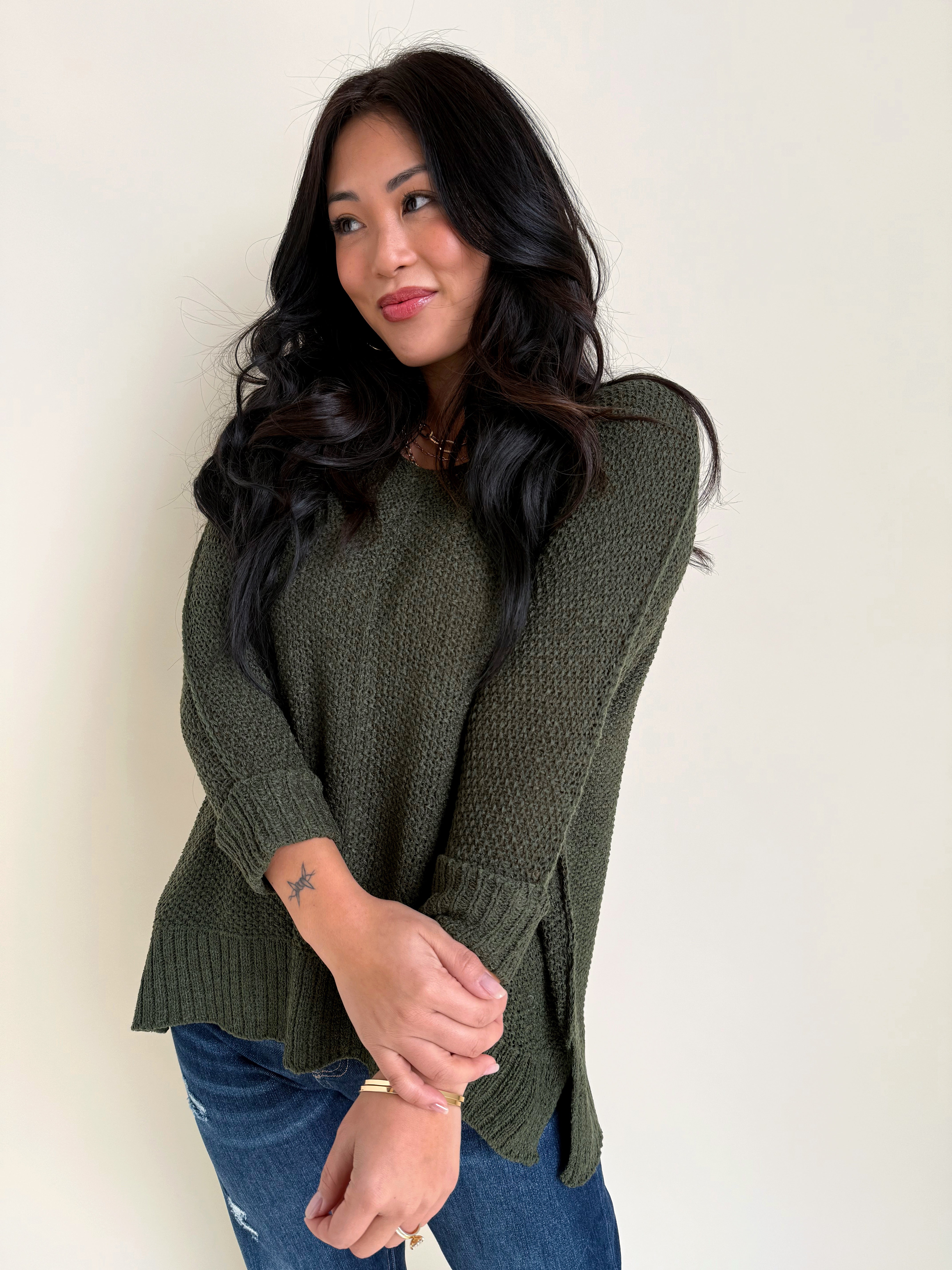 Shelly Sweater - OLIVE - willows clothing SWEATER