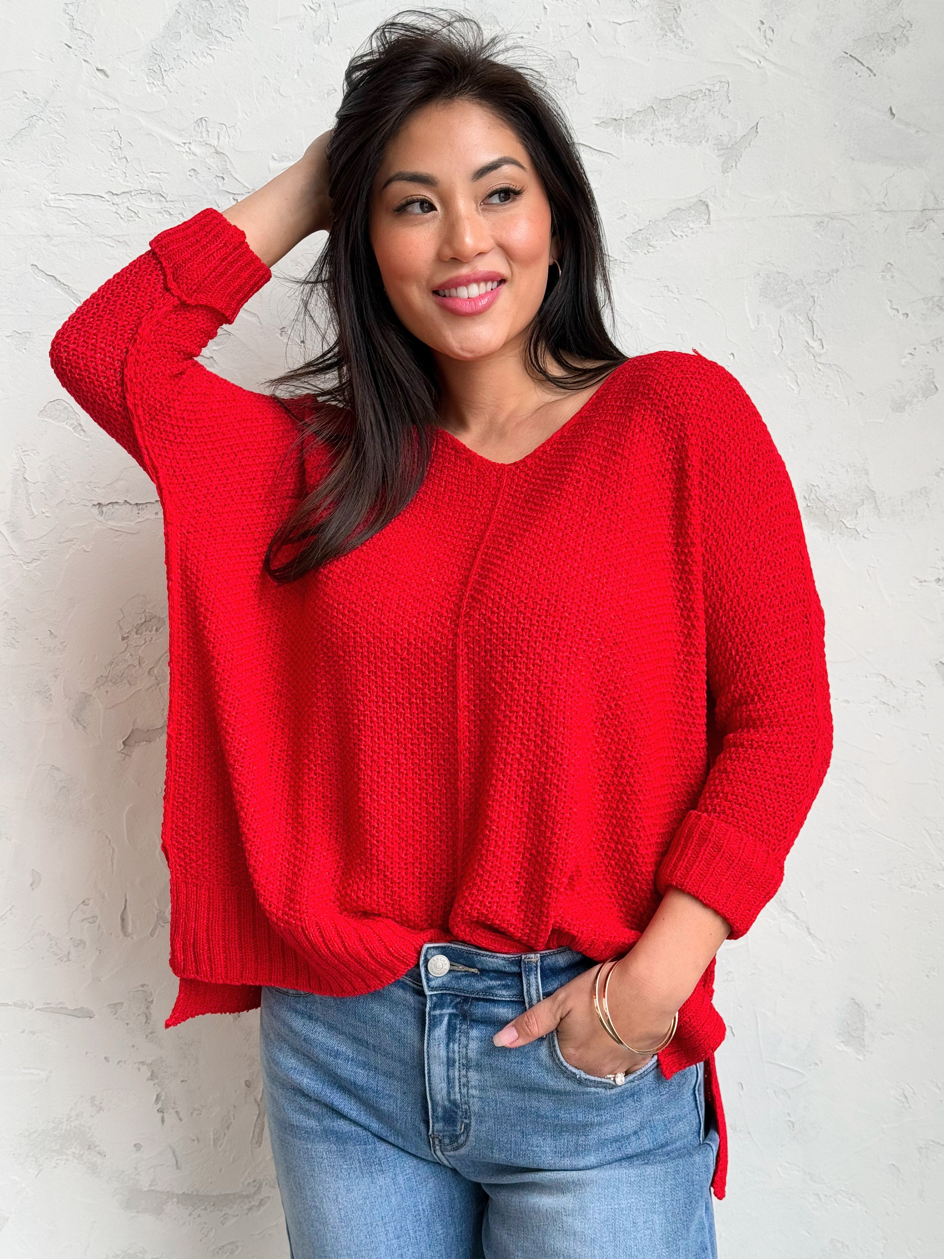 Shelly Sweater - RED - willows clothing SWEATER