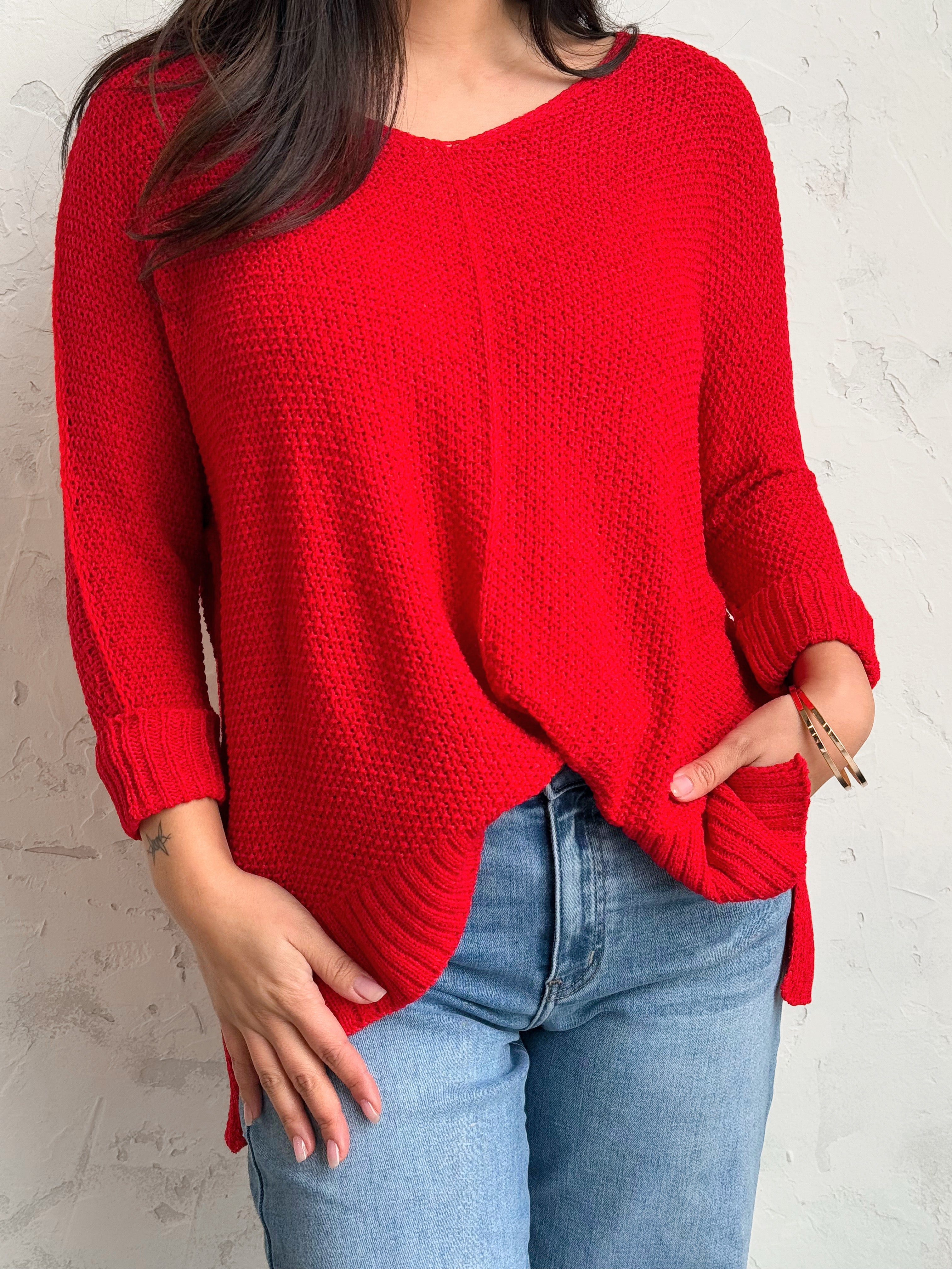 Shelly Sweater - RED - willows clothing SWEATER