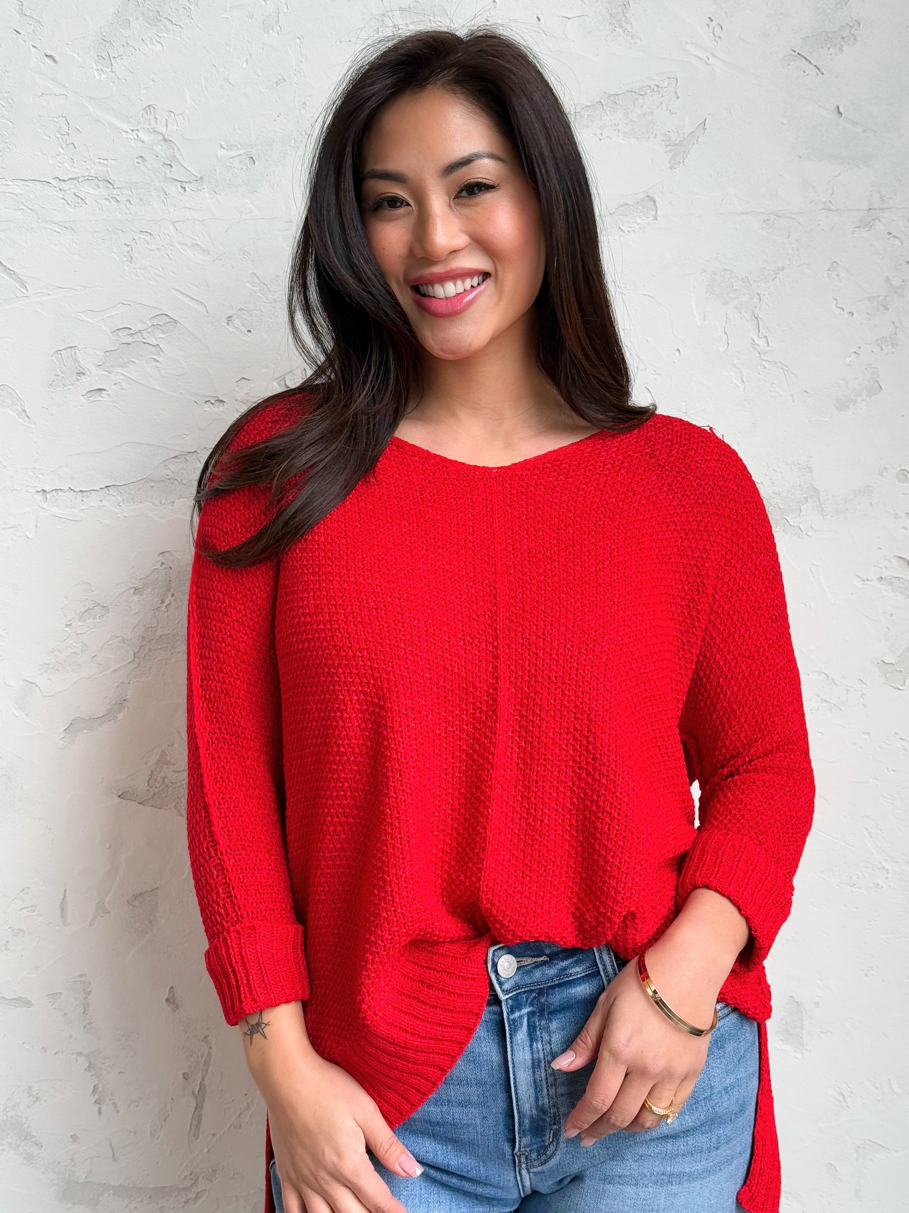 Shelly Sweater - RED - willows clothing SWEATER