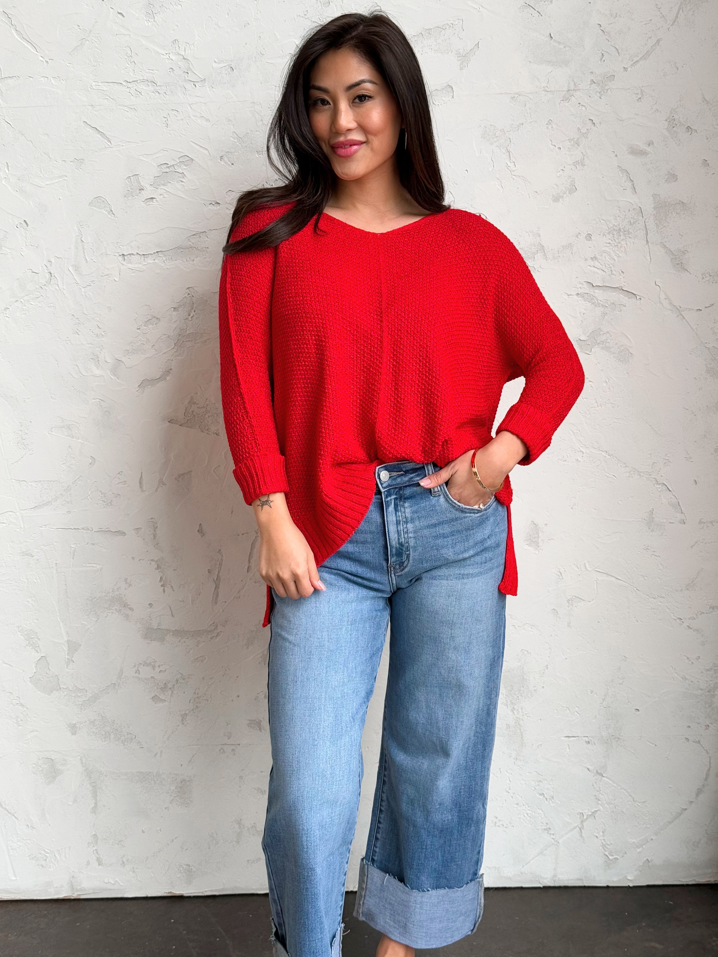 Shelly Sweater - RED - willows clothing SWEATER