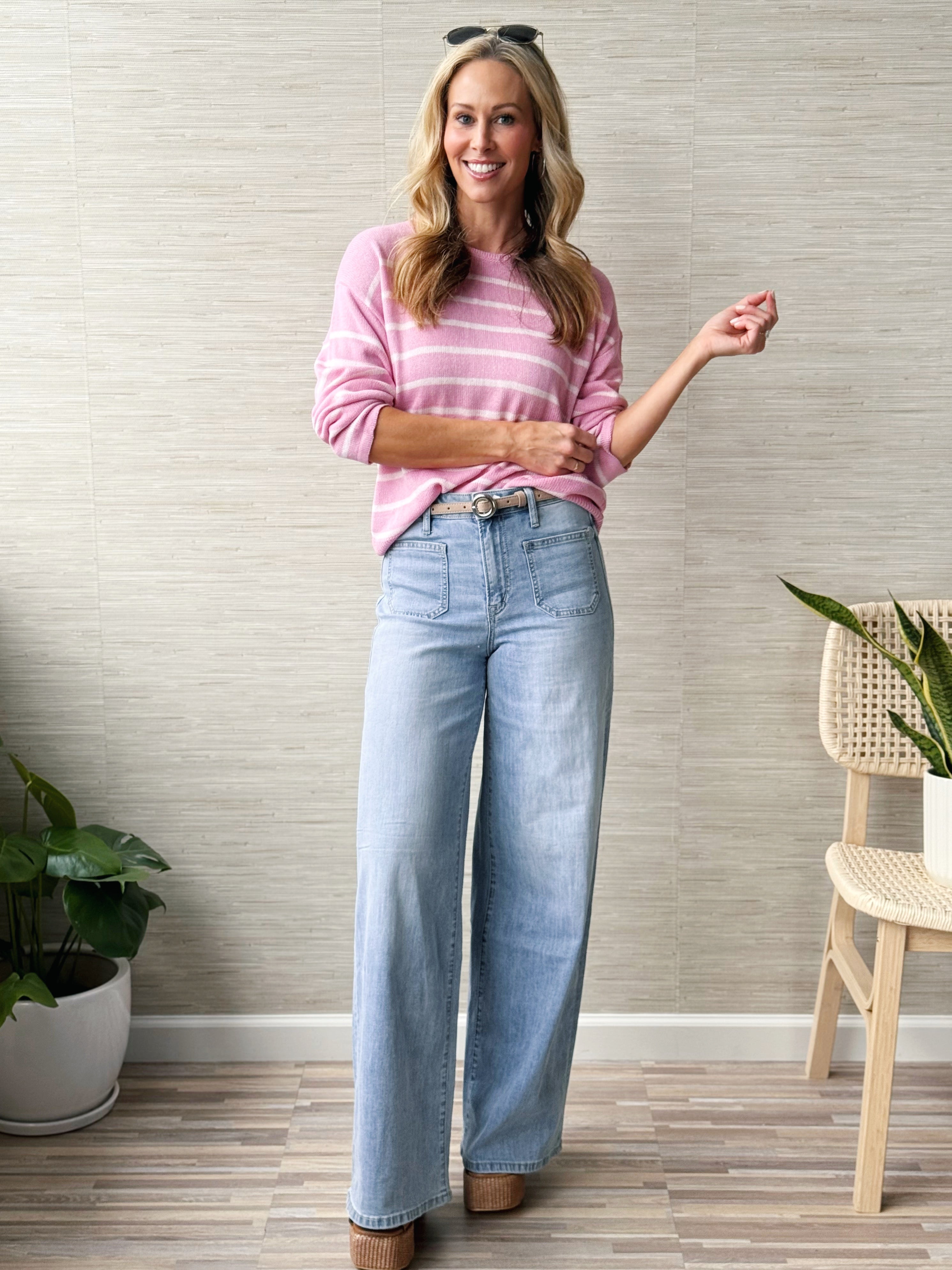 Sherri Sweater - PINK/LIGHT PINK - willows clothing SWEATER