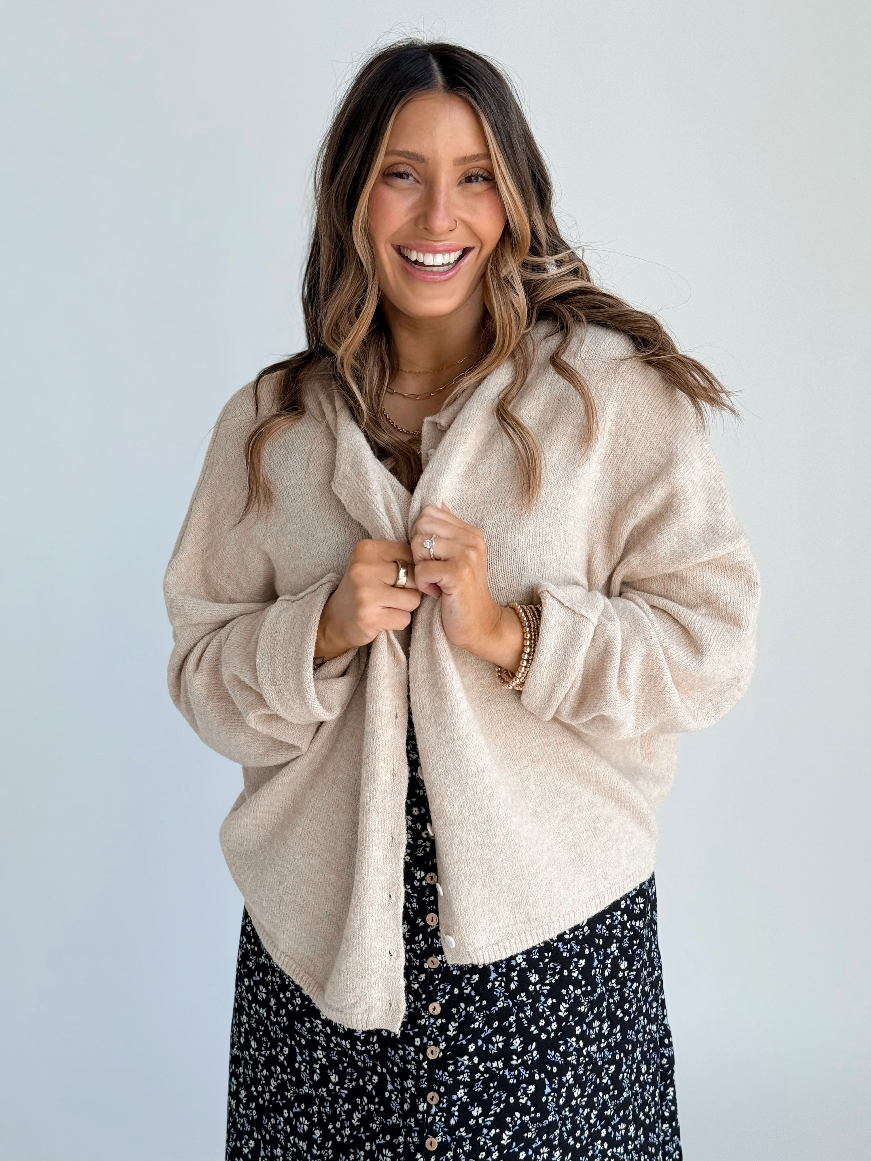 Simone Cardigan - NATURAL - willows clothing Cardigan