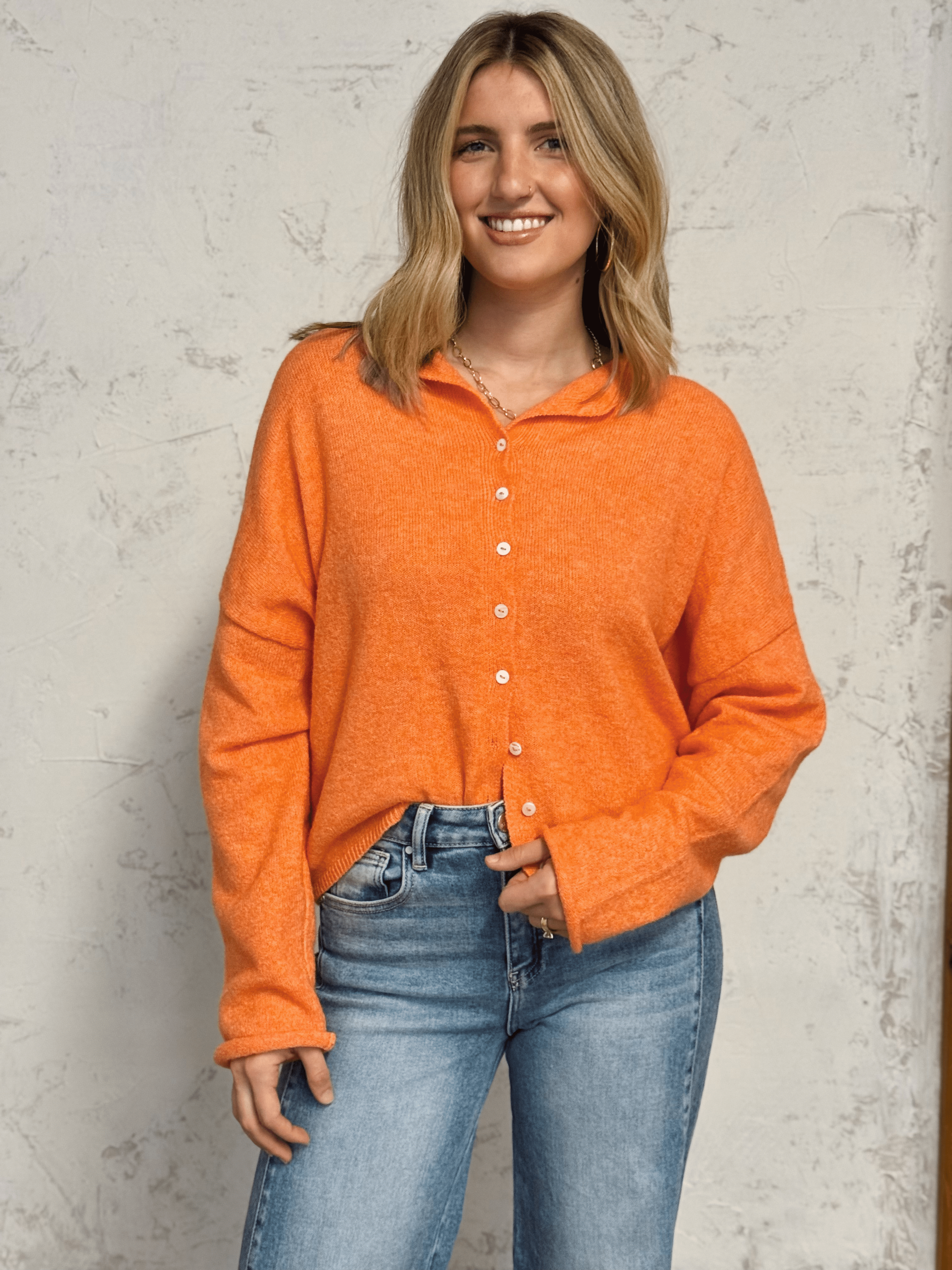 Simone Cardigan - ORANGE - willows clothing Cardigan