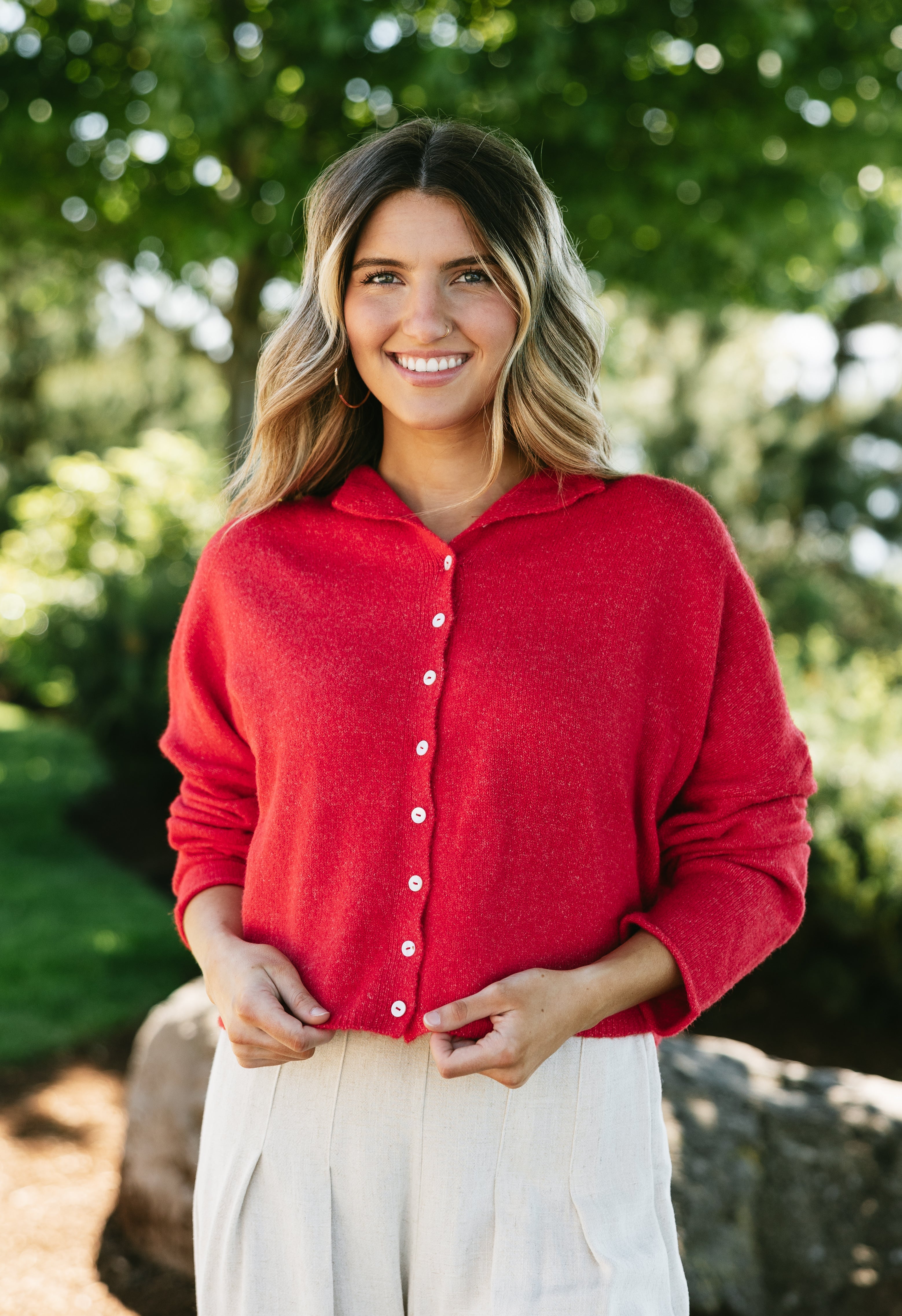 Simone Cardigan - RED - willows clothing SWEATER