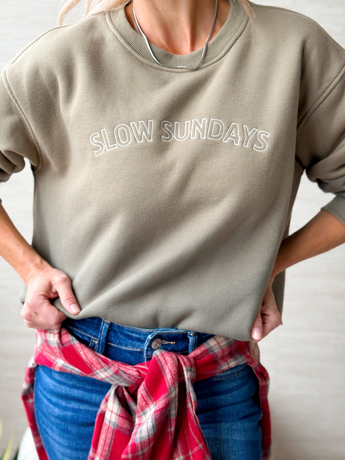 Slow Sunday Sweatshirt - OLIVE - willows clothing JACKET