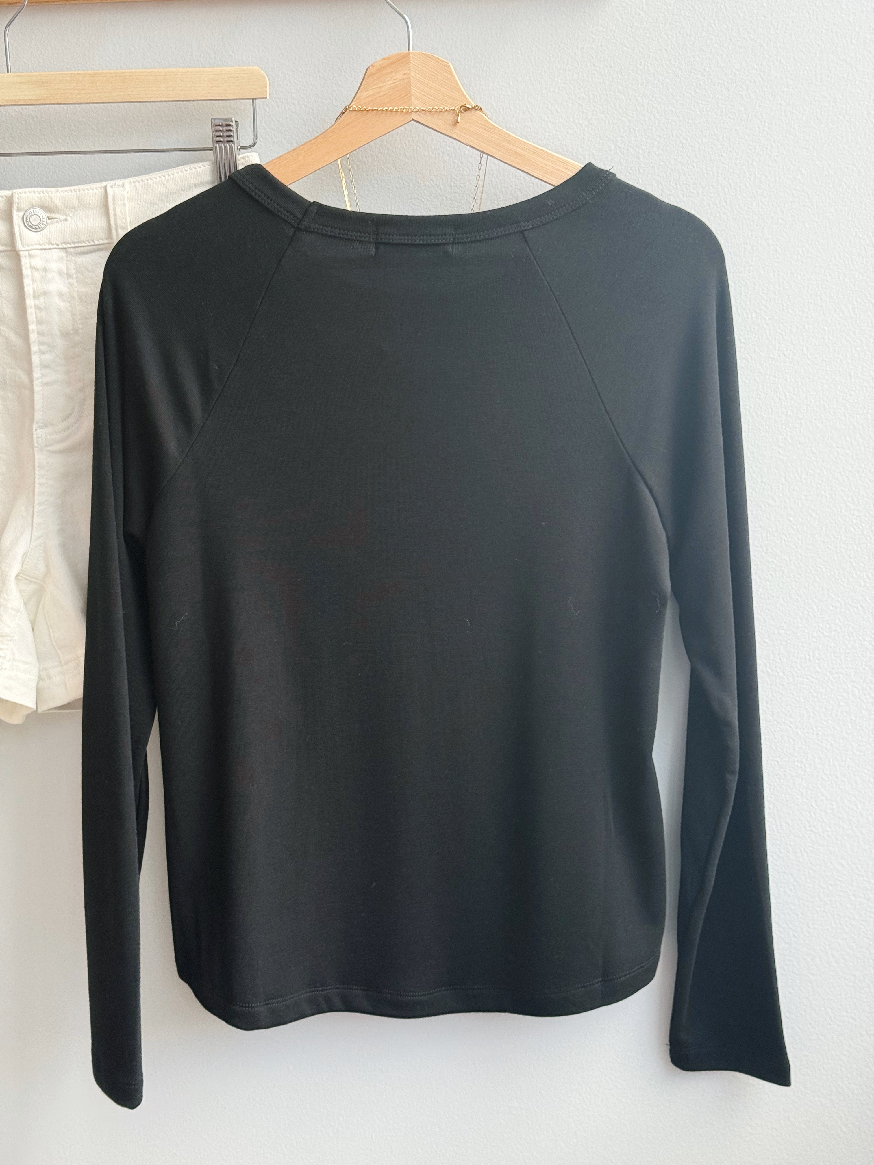 Soft Long Sleeve Top - BLACK - willows clothing L/S SHIRT