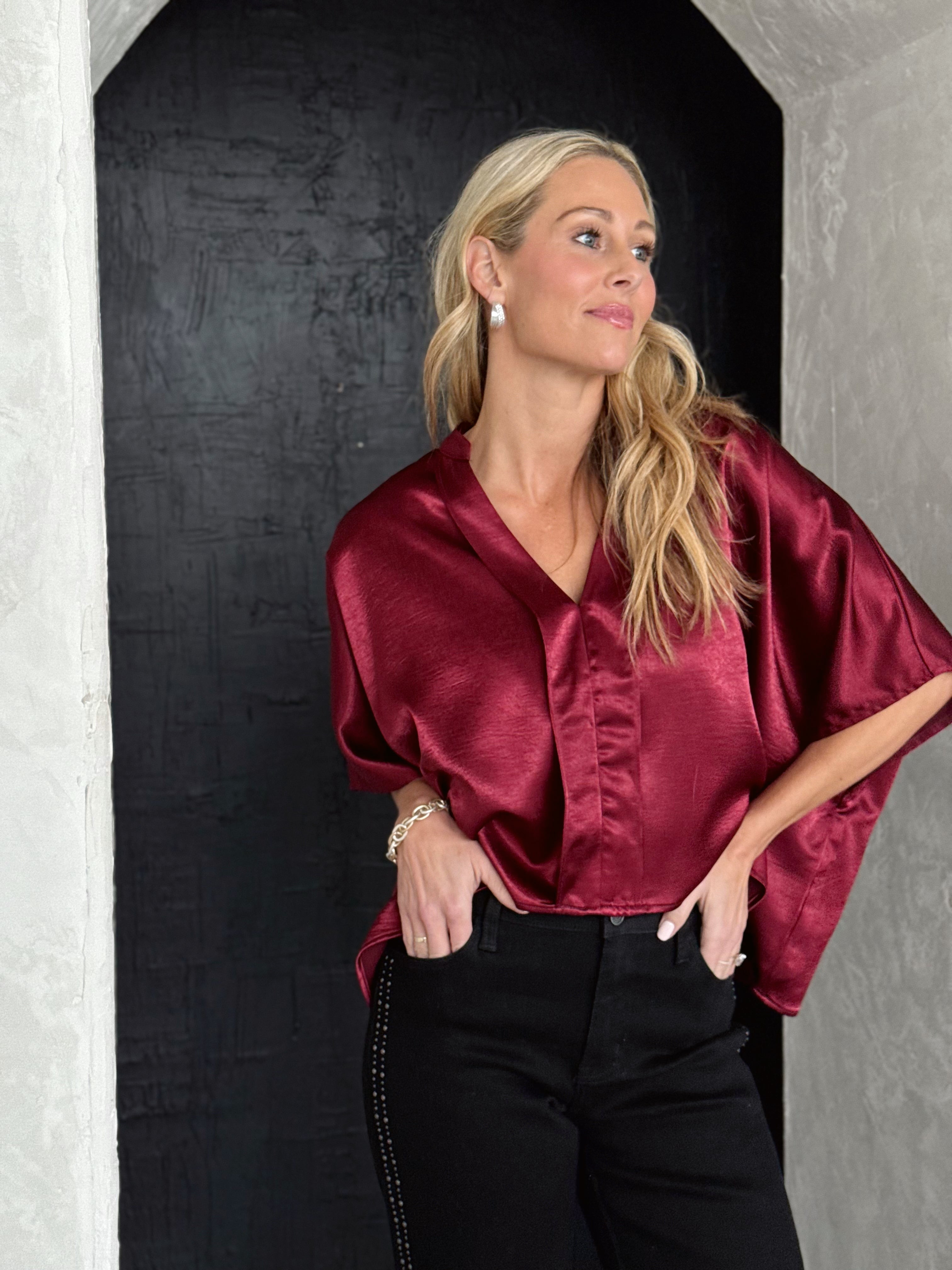 Soirée Blouse - WINE - willows clothing BLOUSE