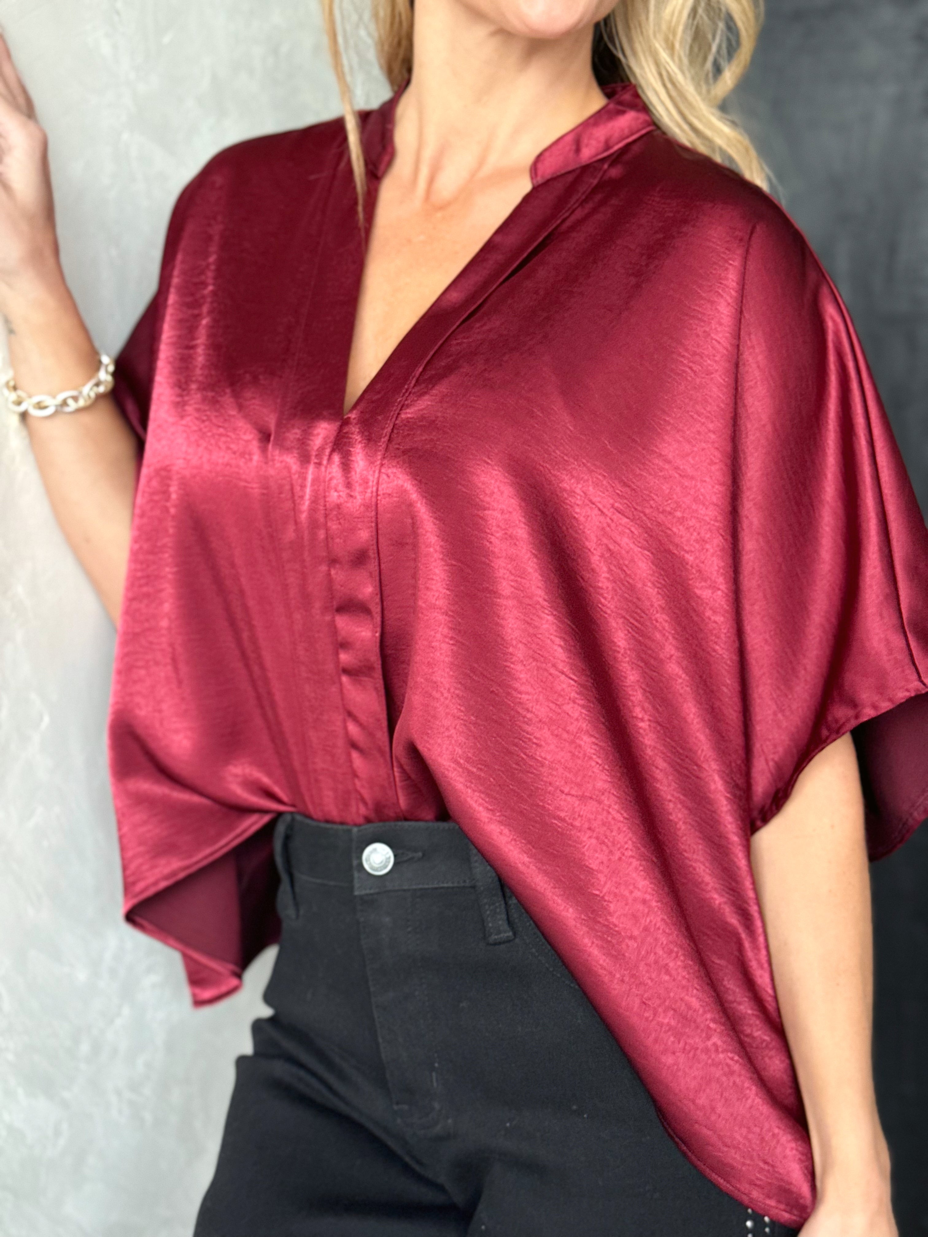 Soirée Blouse - WINE - willows clothing BLOUSE