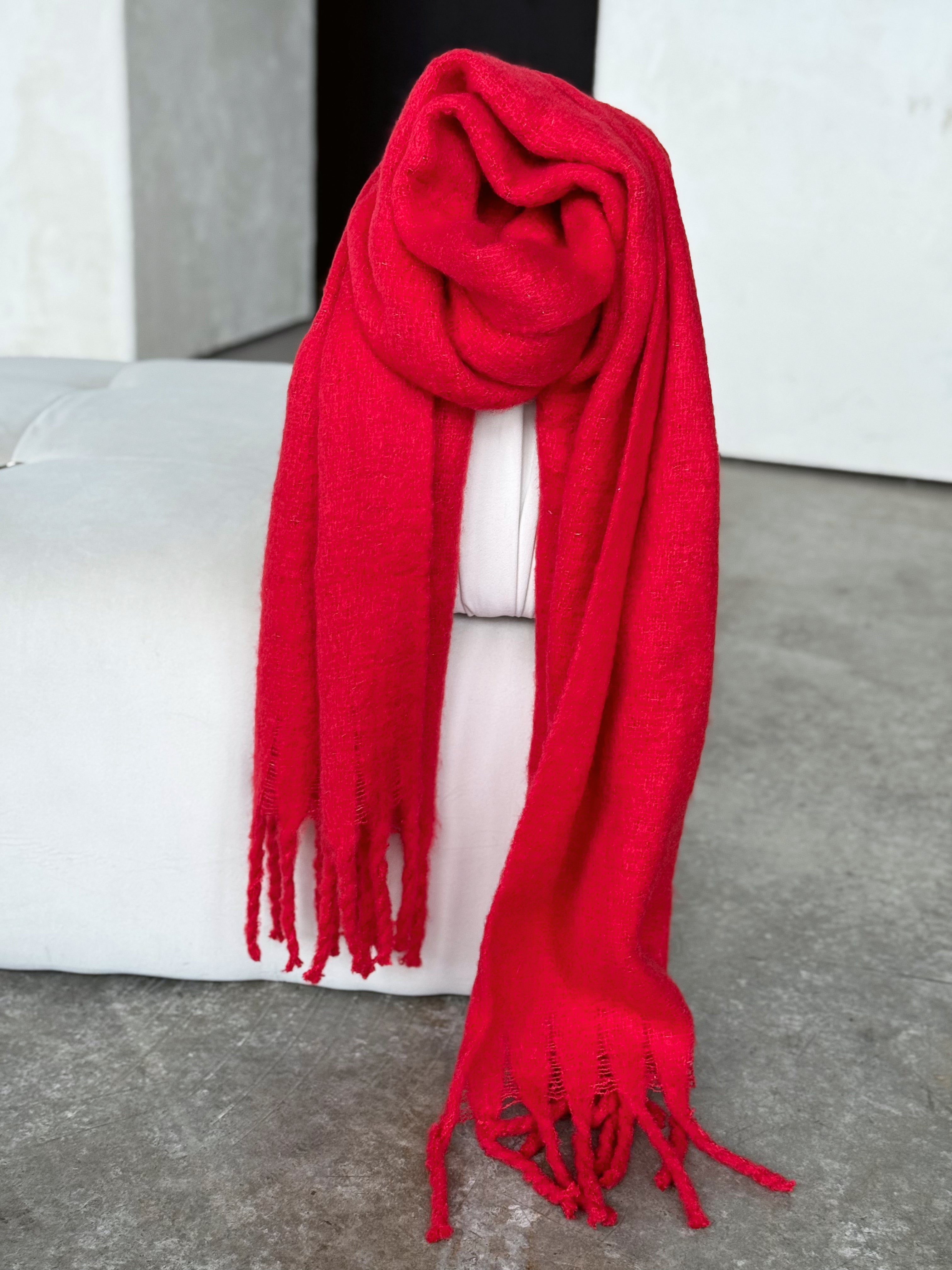 Solid Shimmer Scarf - RED - willows clothing Scarves