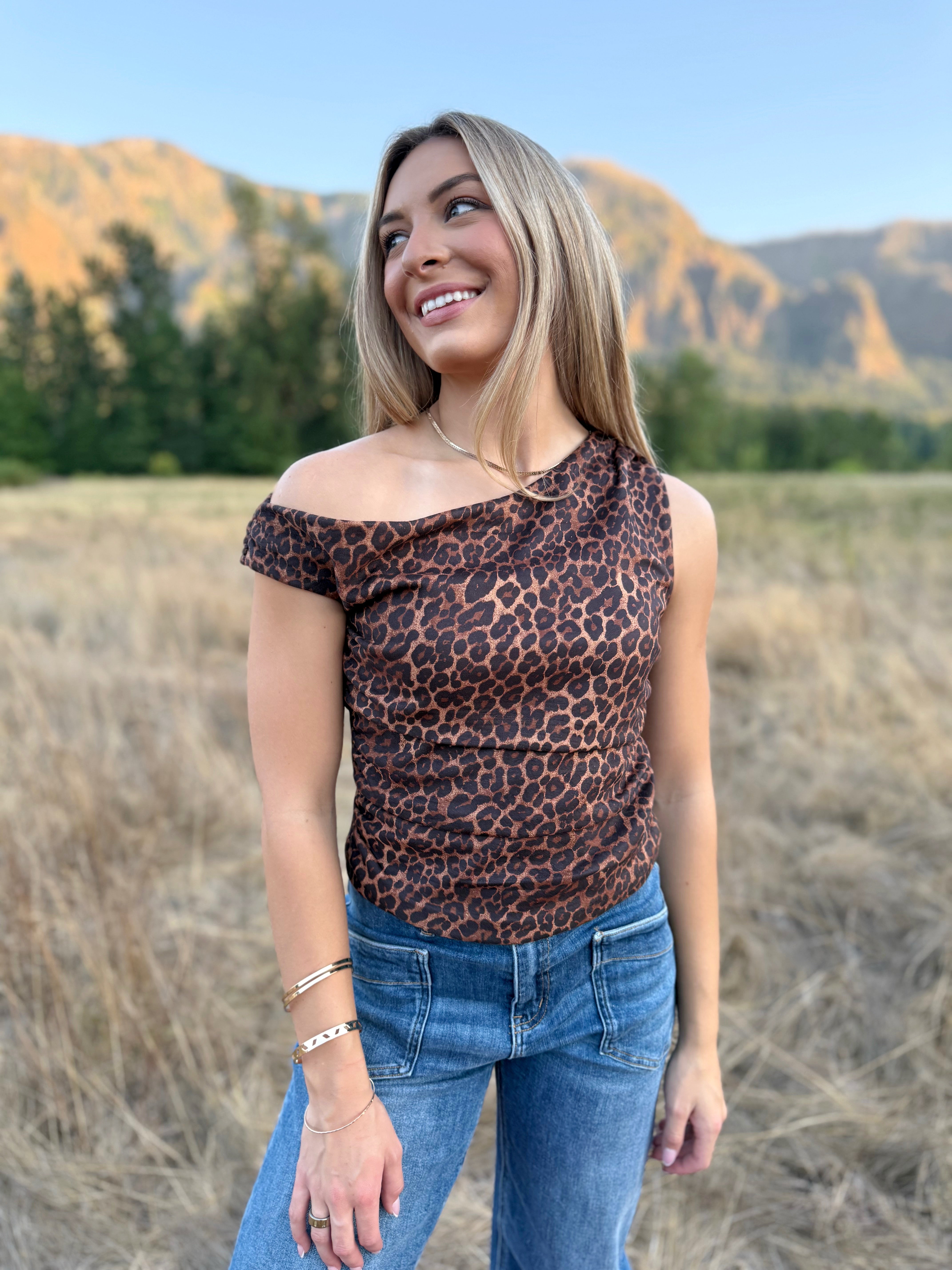Spicy Mama Top - BROWN LEOPARD - willows clothing BLOUSE