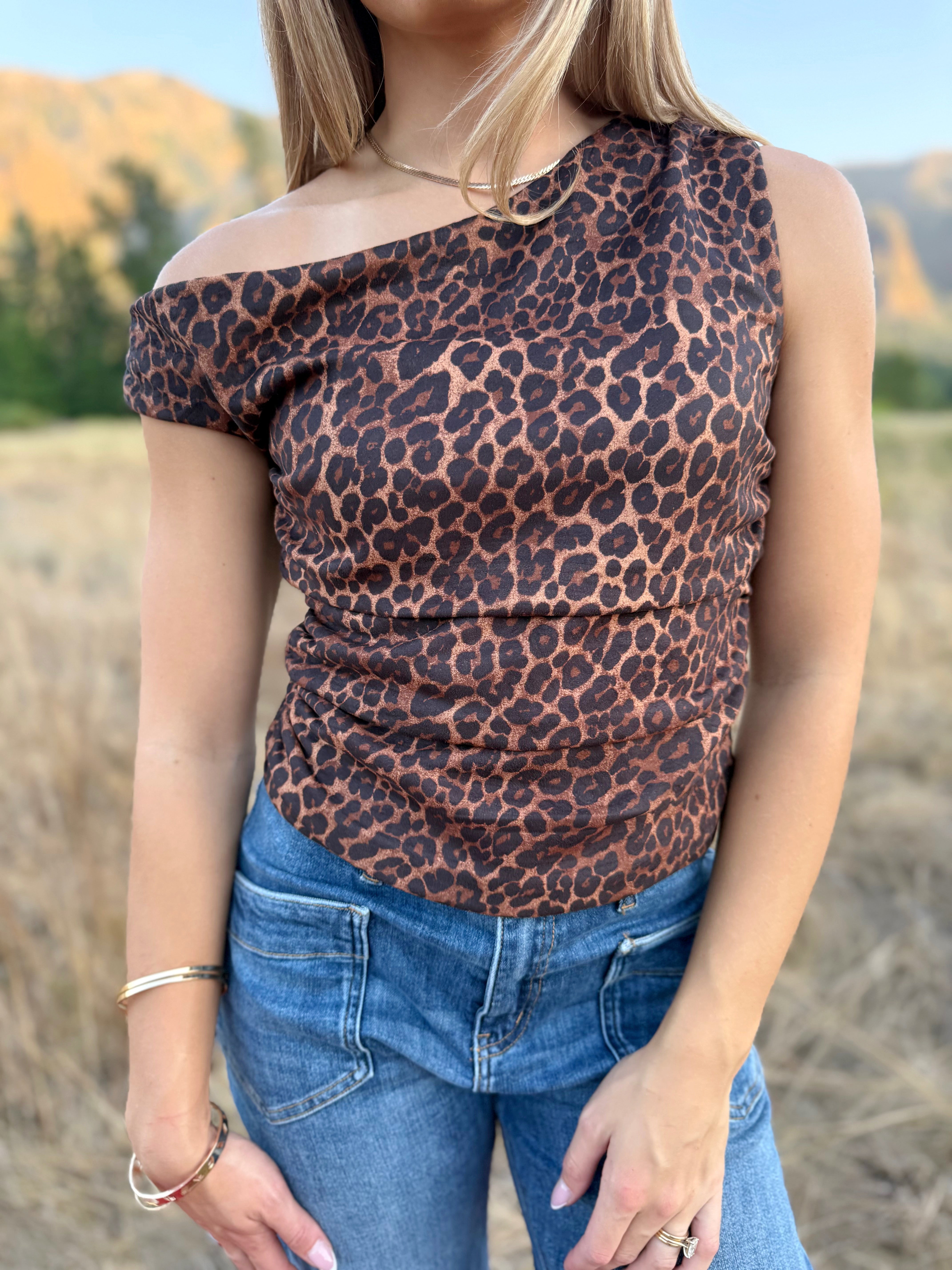 Spicy Mama Top - BROWN LEOPARD - willows clothing BLOUSE