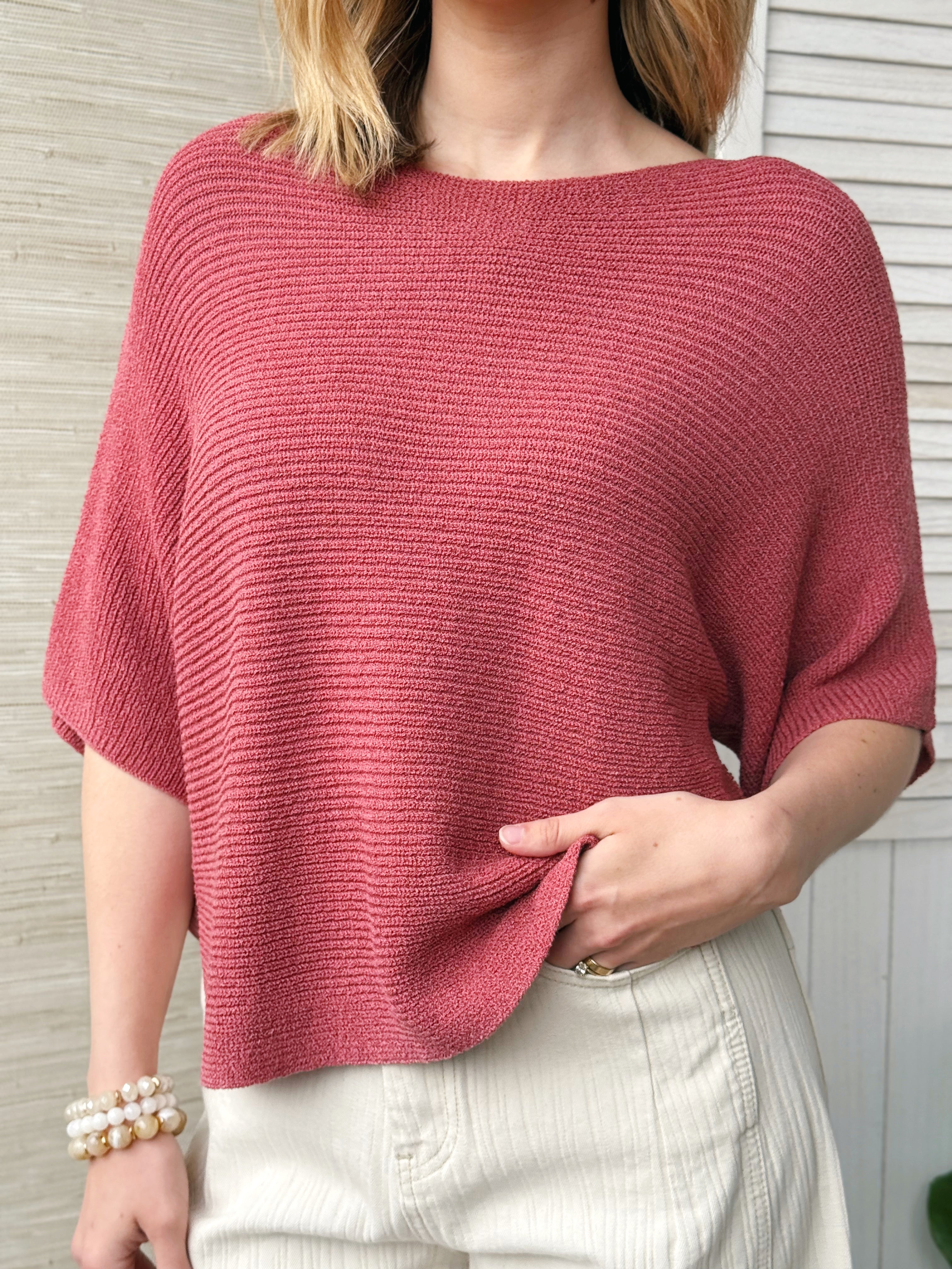 Spring Tide Sweater - DEEP ROSE - willows clothing SWEATER