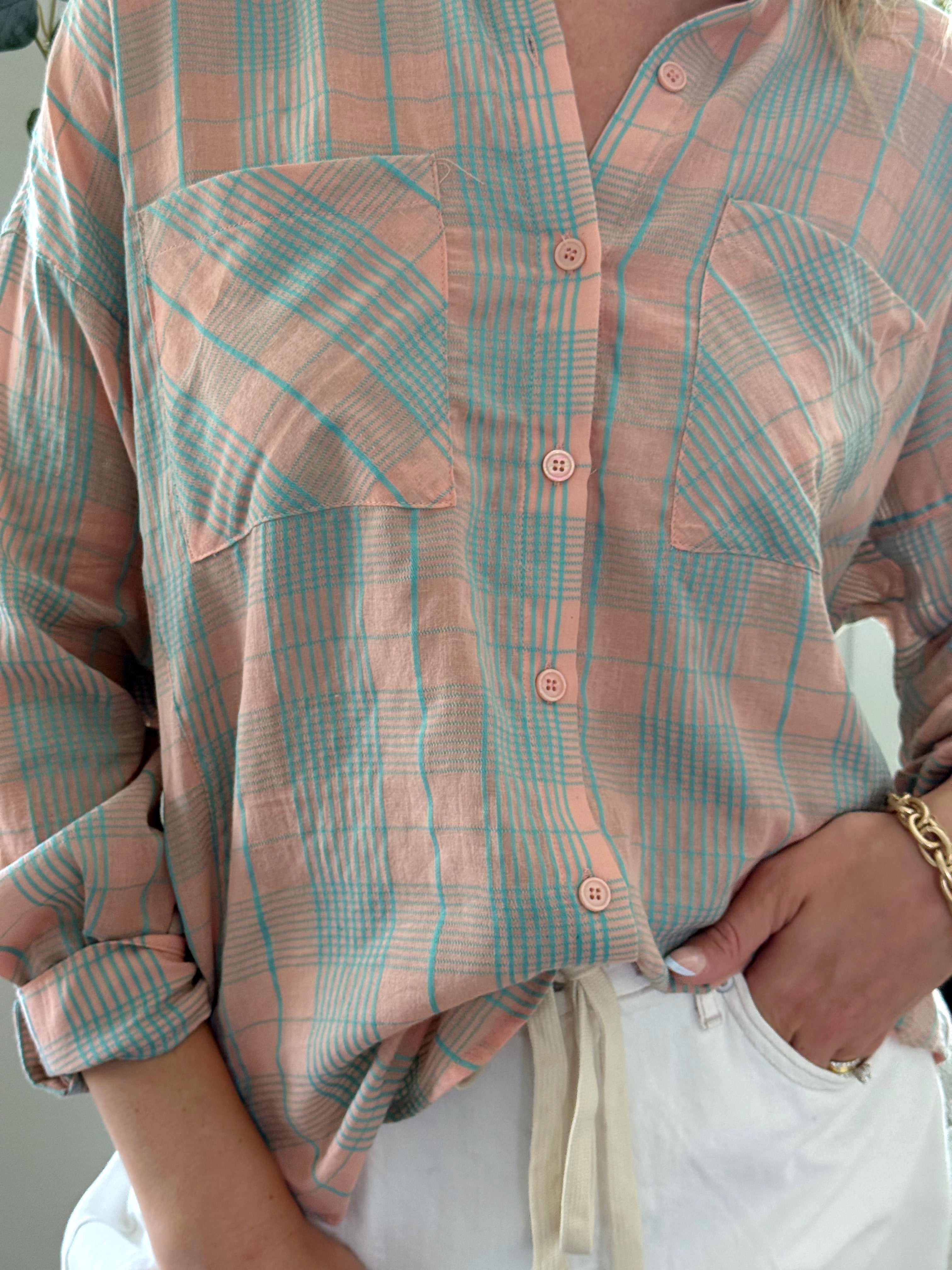 Stay Awhile Top - PEACH - willows clothing L/S SHIRT