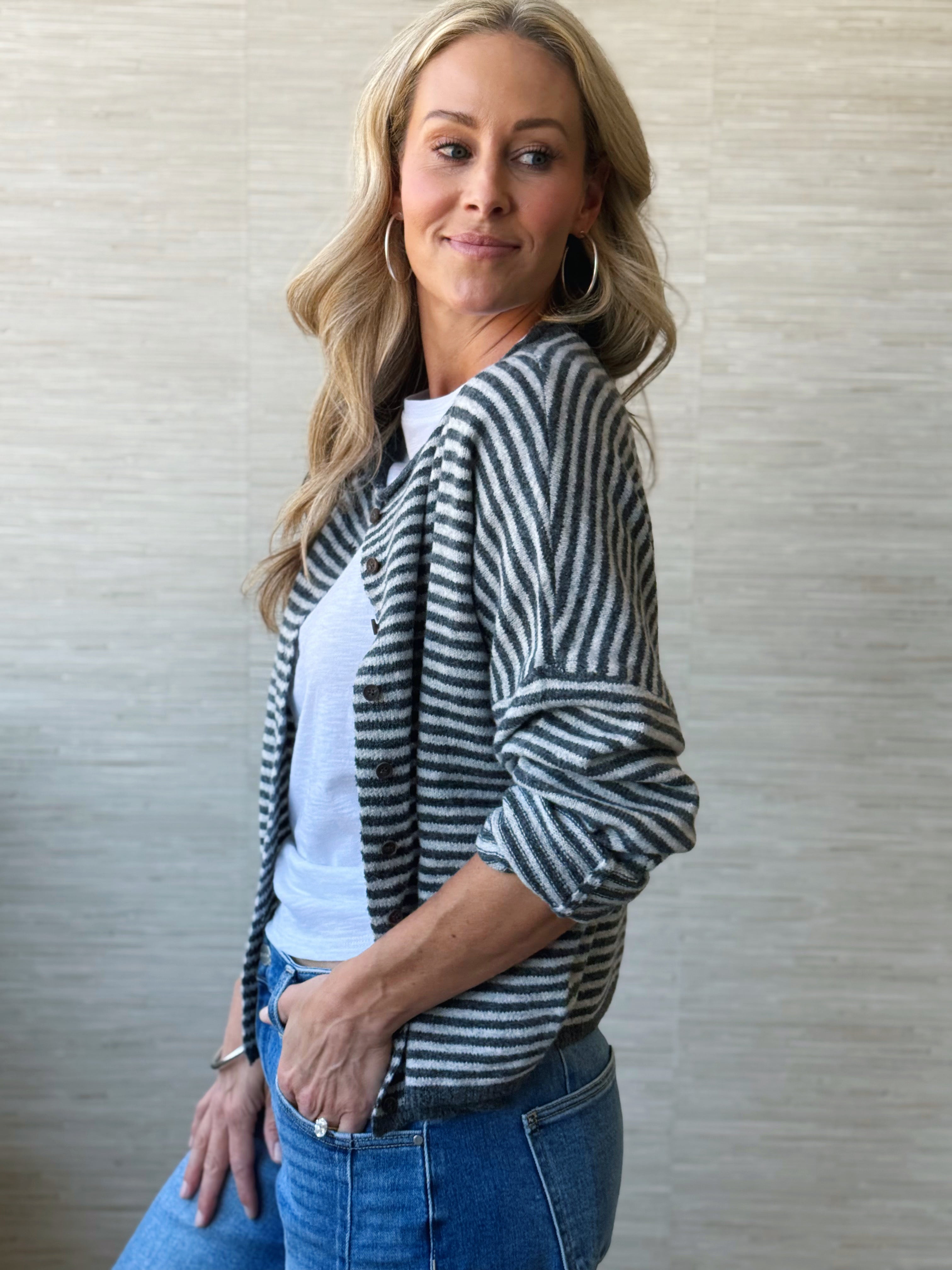 Stella Cardigan - CHARCOAL - willows clothing Cardigan