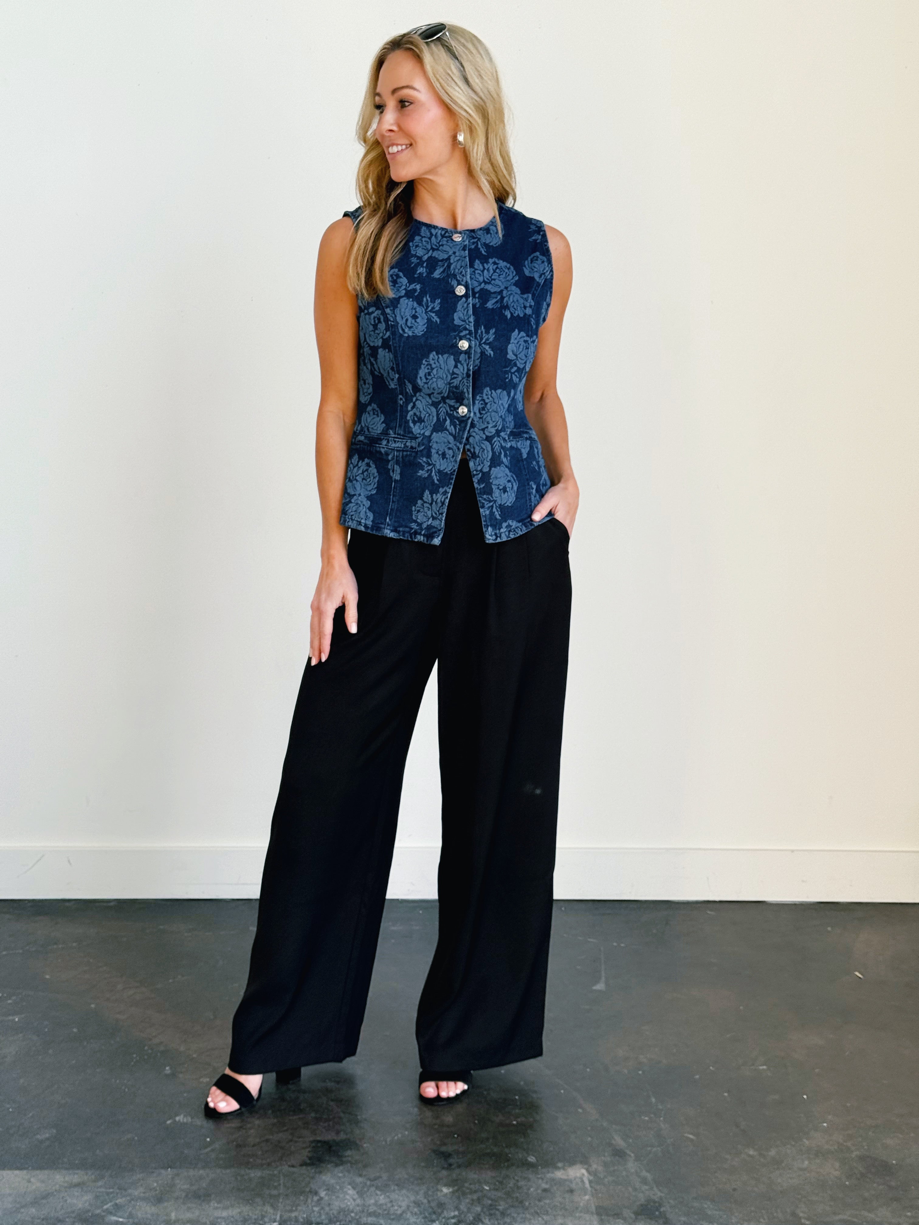 [STEVE MADDEN] Lorelei Denim Vest - ROSE FROST - willows clothing VEST