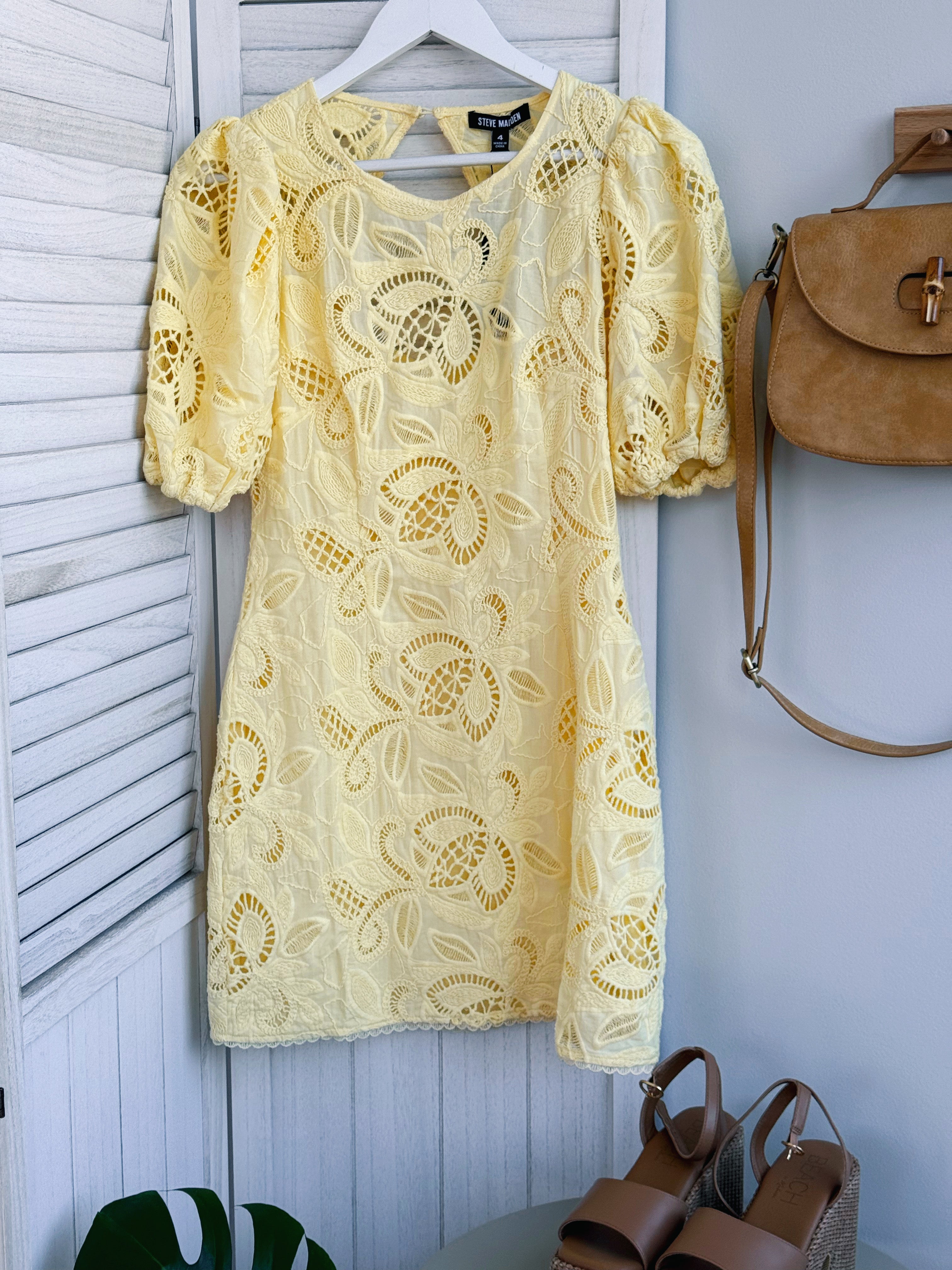 [STEVE MADDEN] Lucinda Dress - PALE YELLOW - willows clothing SHORT DRESS