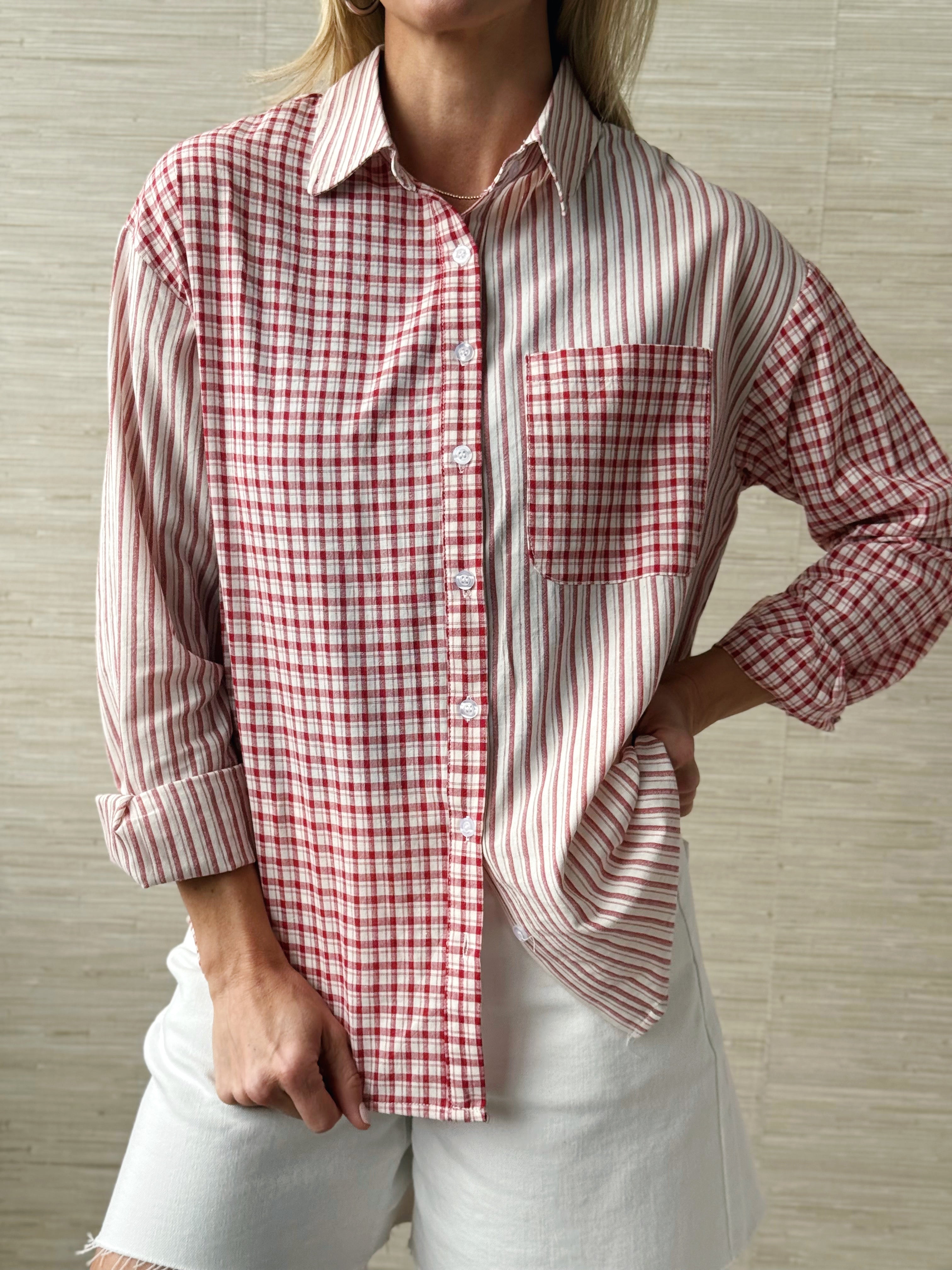 Summer Air Shirt - RED - willows clothing L/S SHIRT