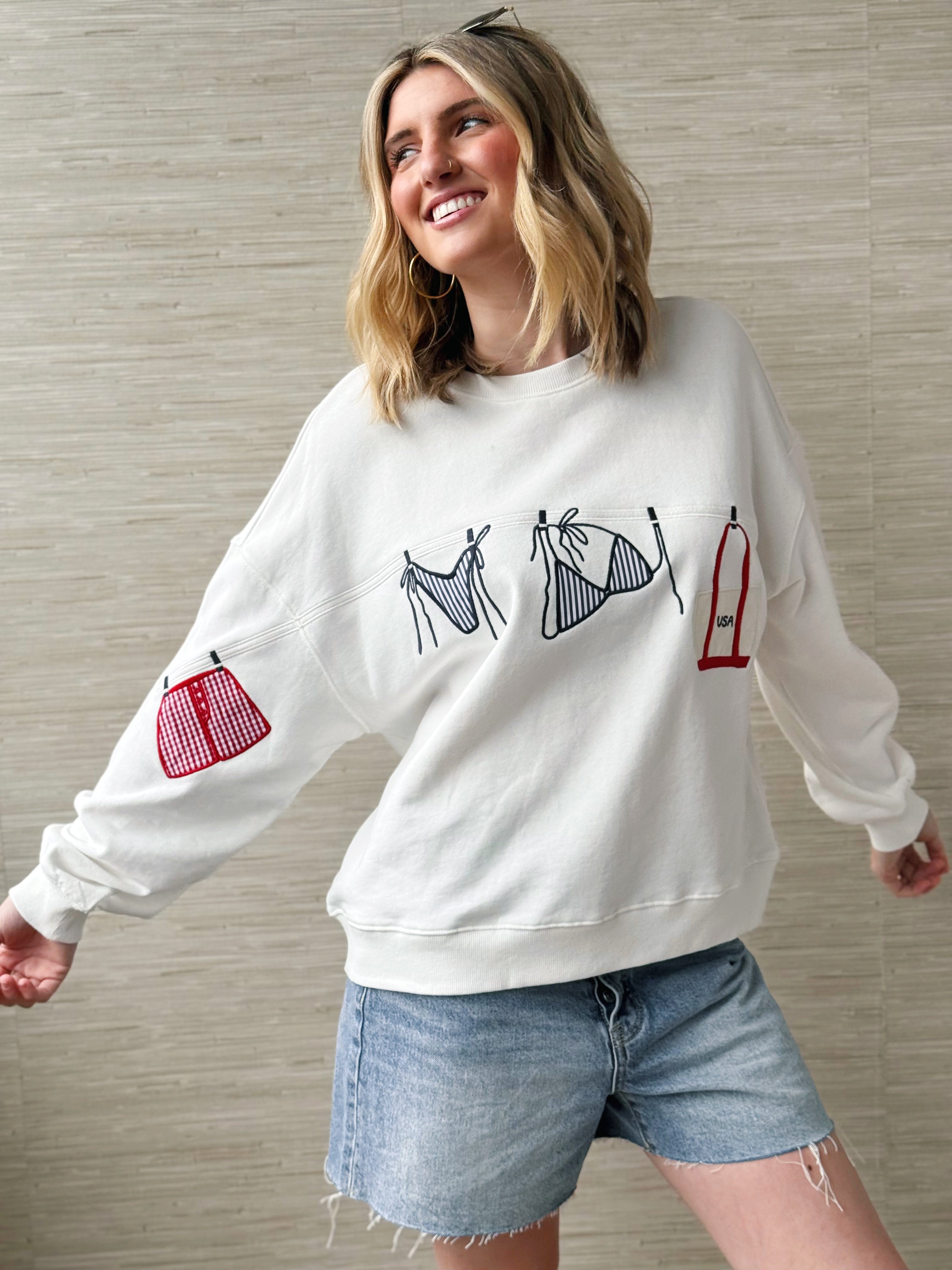 Summer in the USA Sweatshirt - WHITE - willows clothing SWEATSHIRT