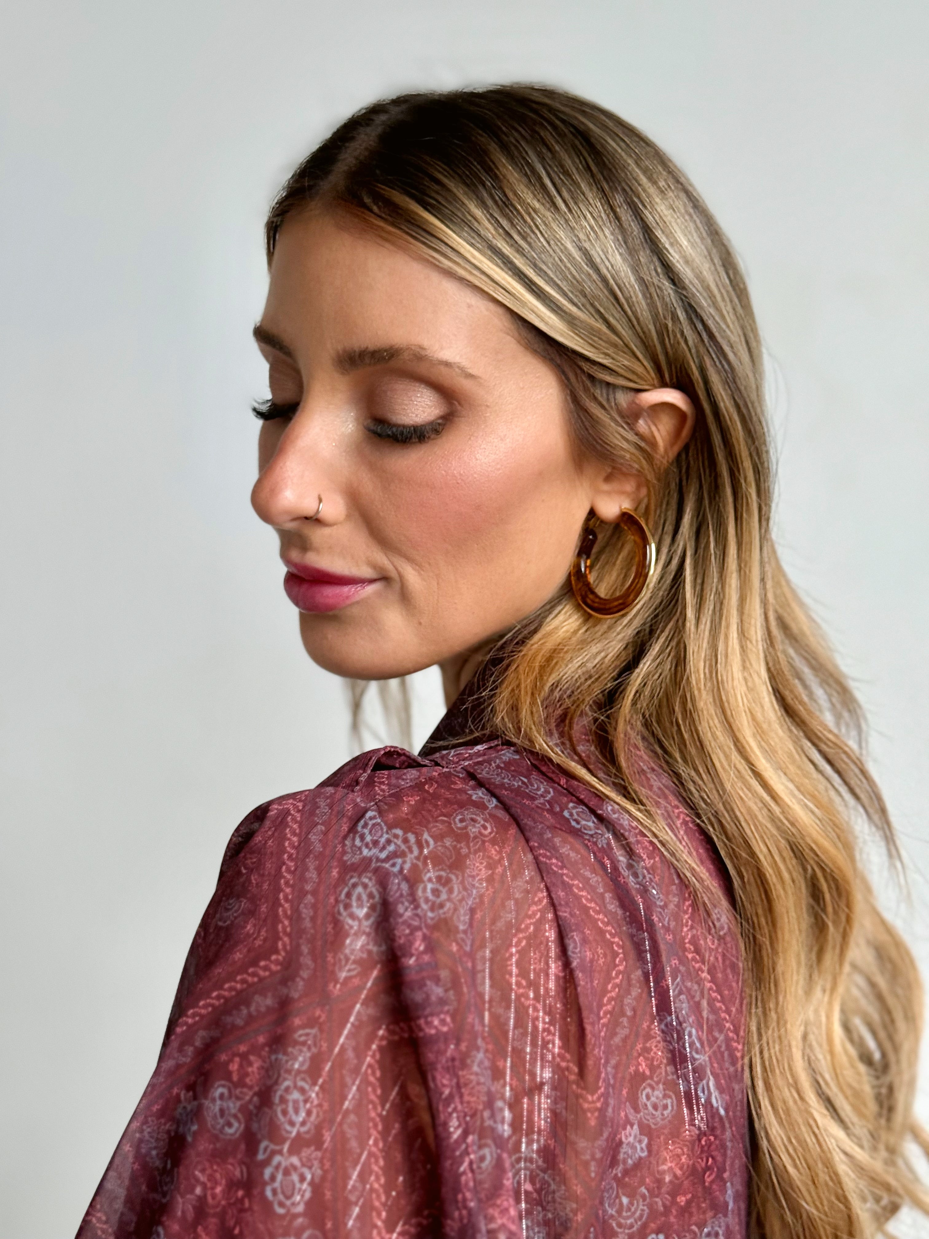 Sundown Hoop Earrings - BROWN - willows clothing EARRINGS