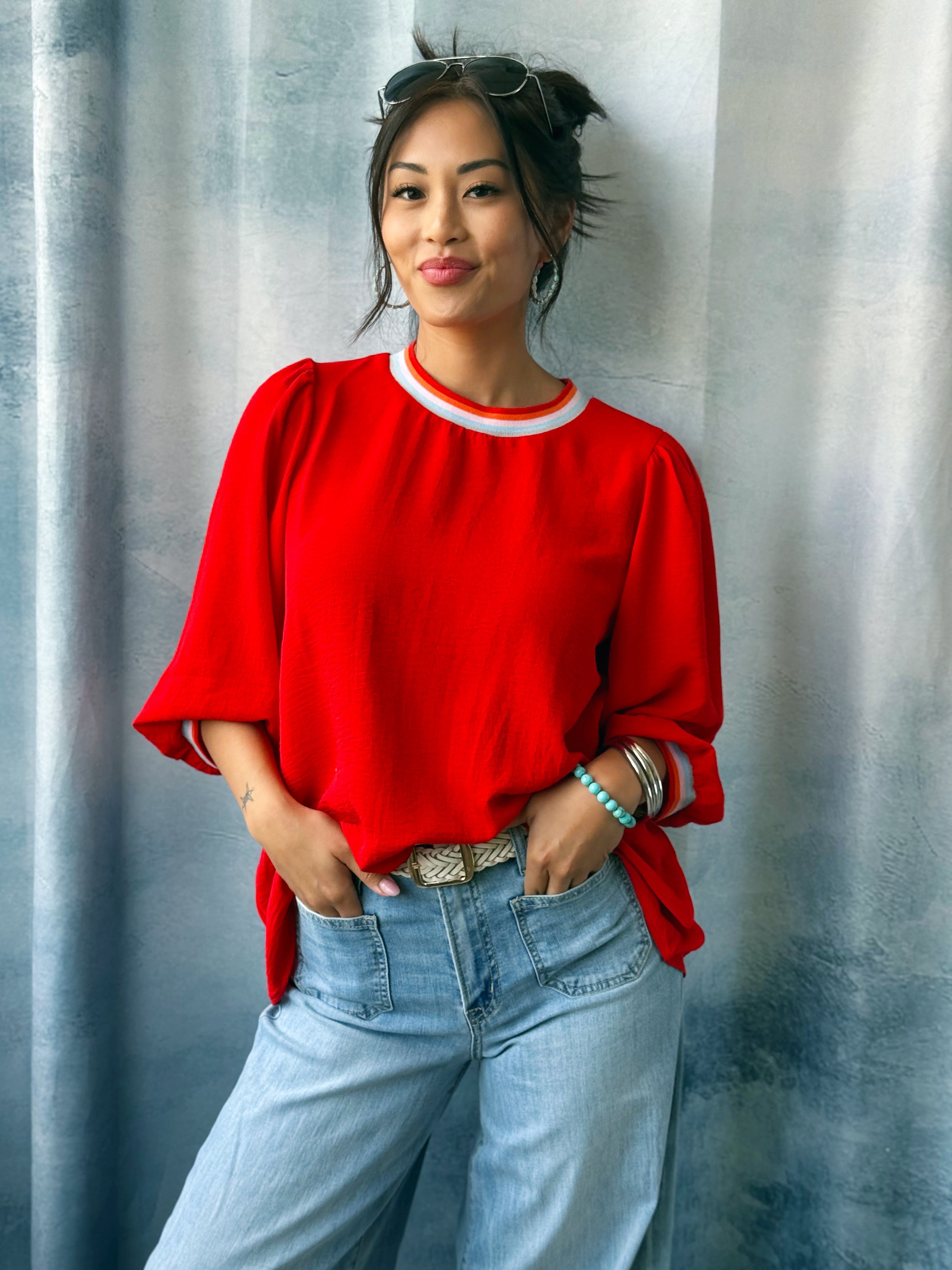 Sunrise Blouse - TOMATO RED - willows clothing BLOUSE