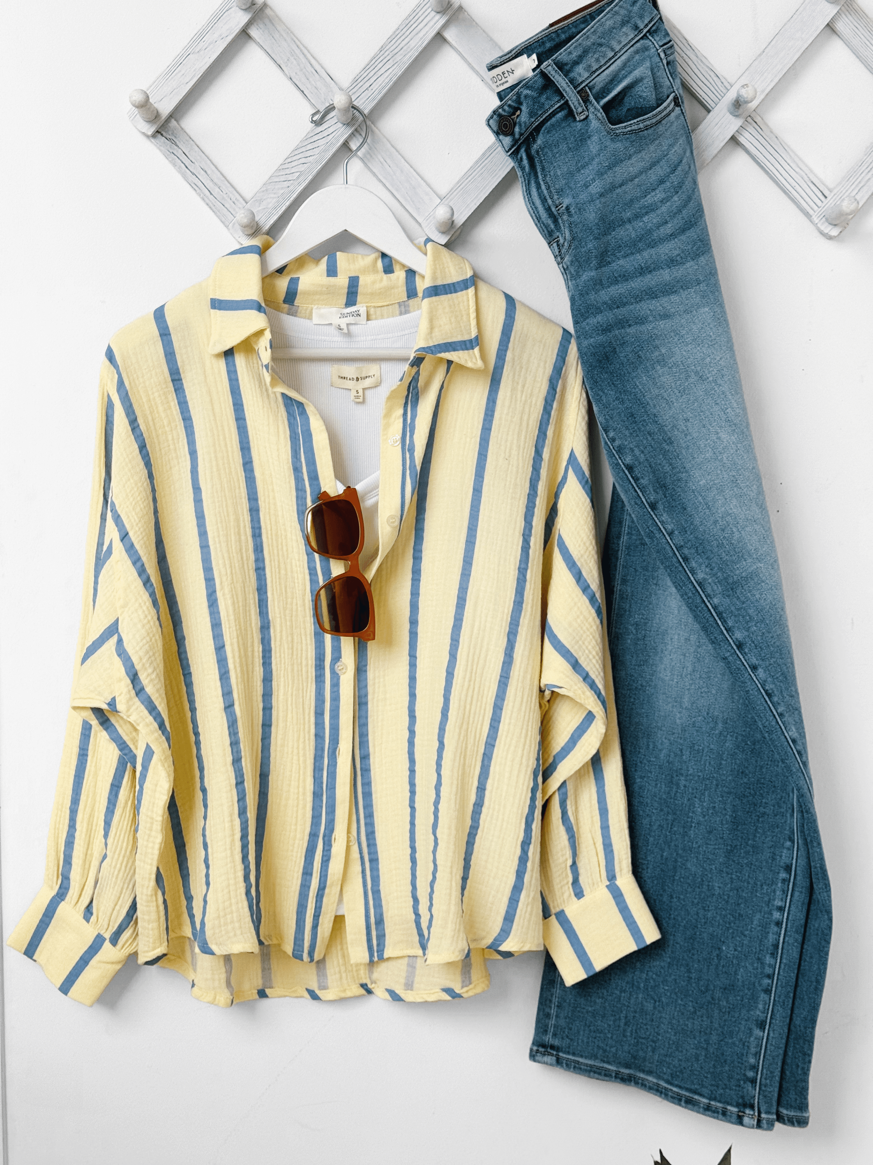 Sunshine Top - BUTTER/BLUE - willows clothing L/S SHIRT