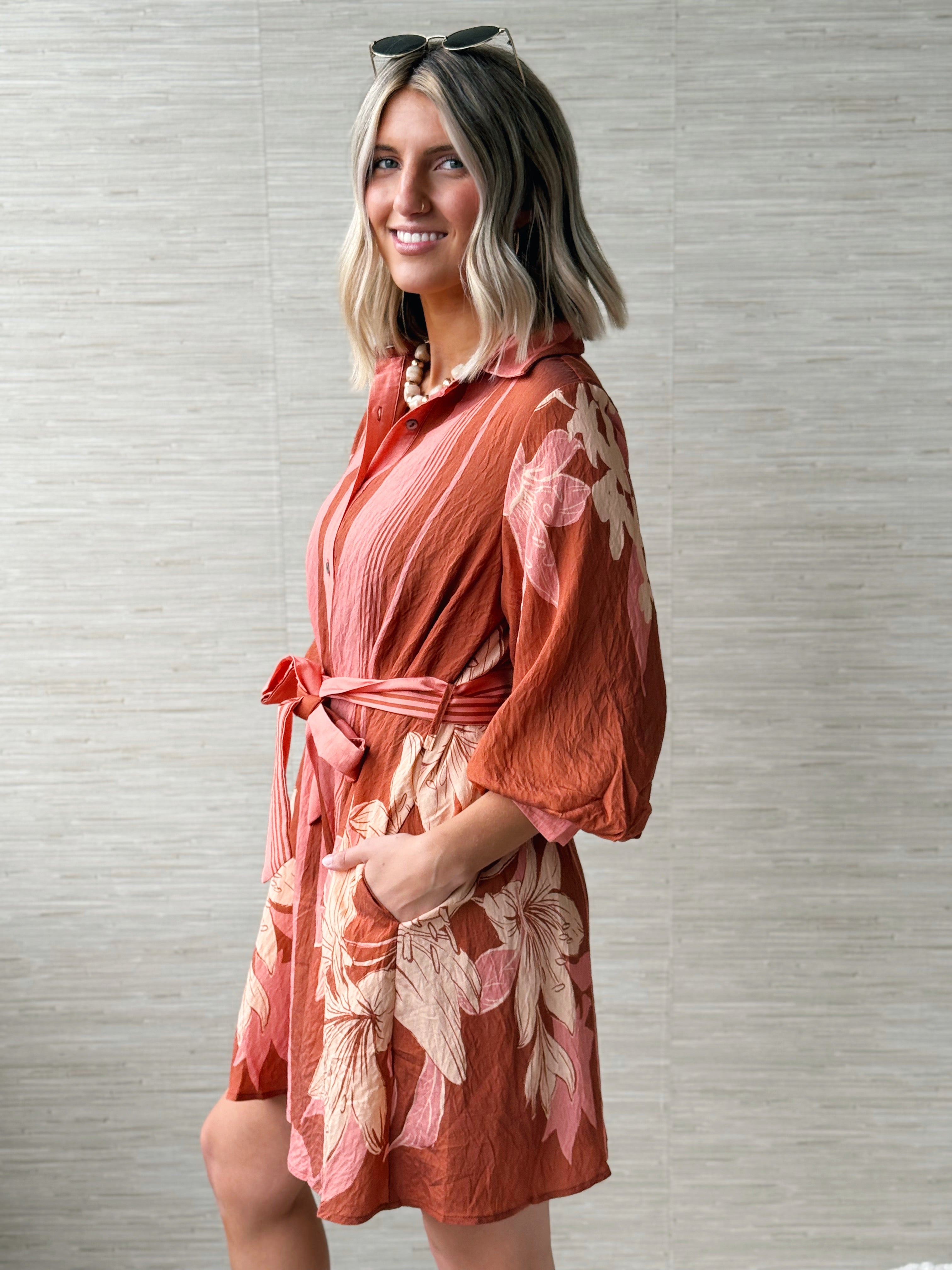 Sutton Midi Dress - TERRACOTTA - willows clothing MIDI DRESS