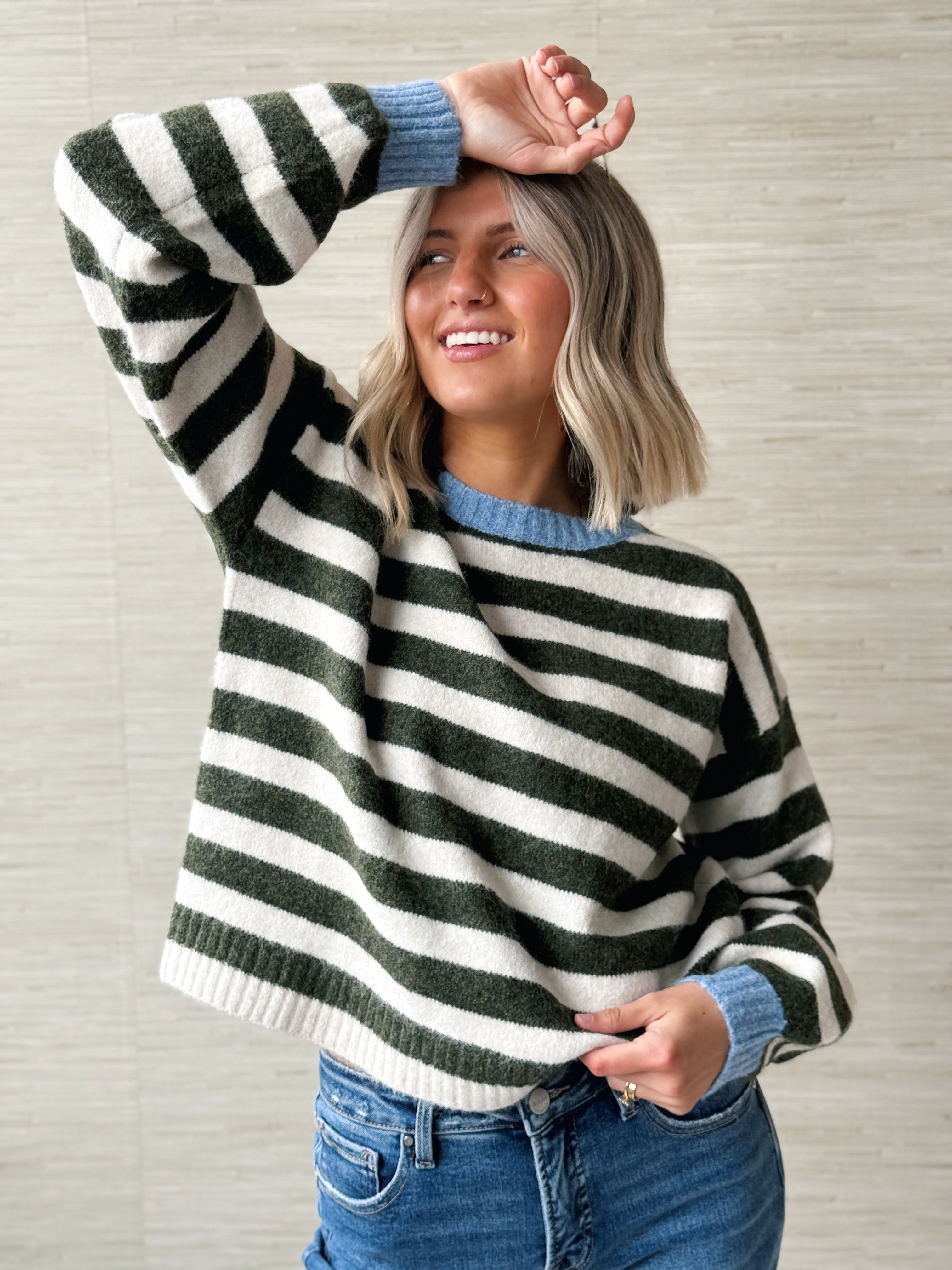 Sweet Pea Sweater- OLIVE - willows clothing SWEATER