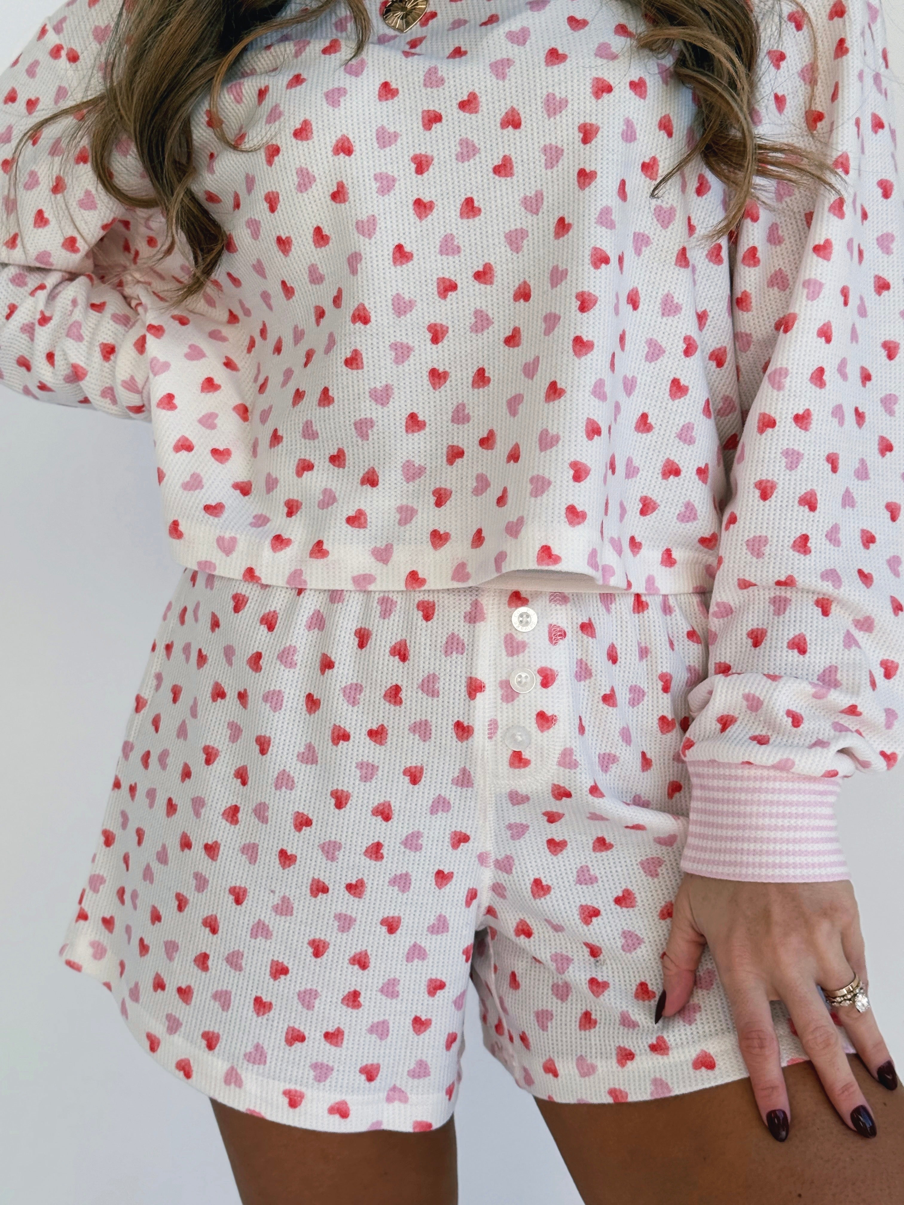 Sweetheart PJ Set - IVORY - willows clothing Pajamas