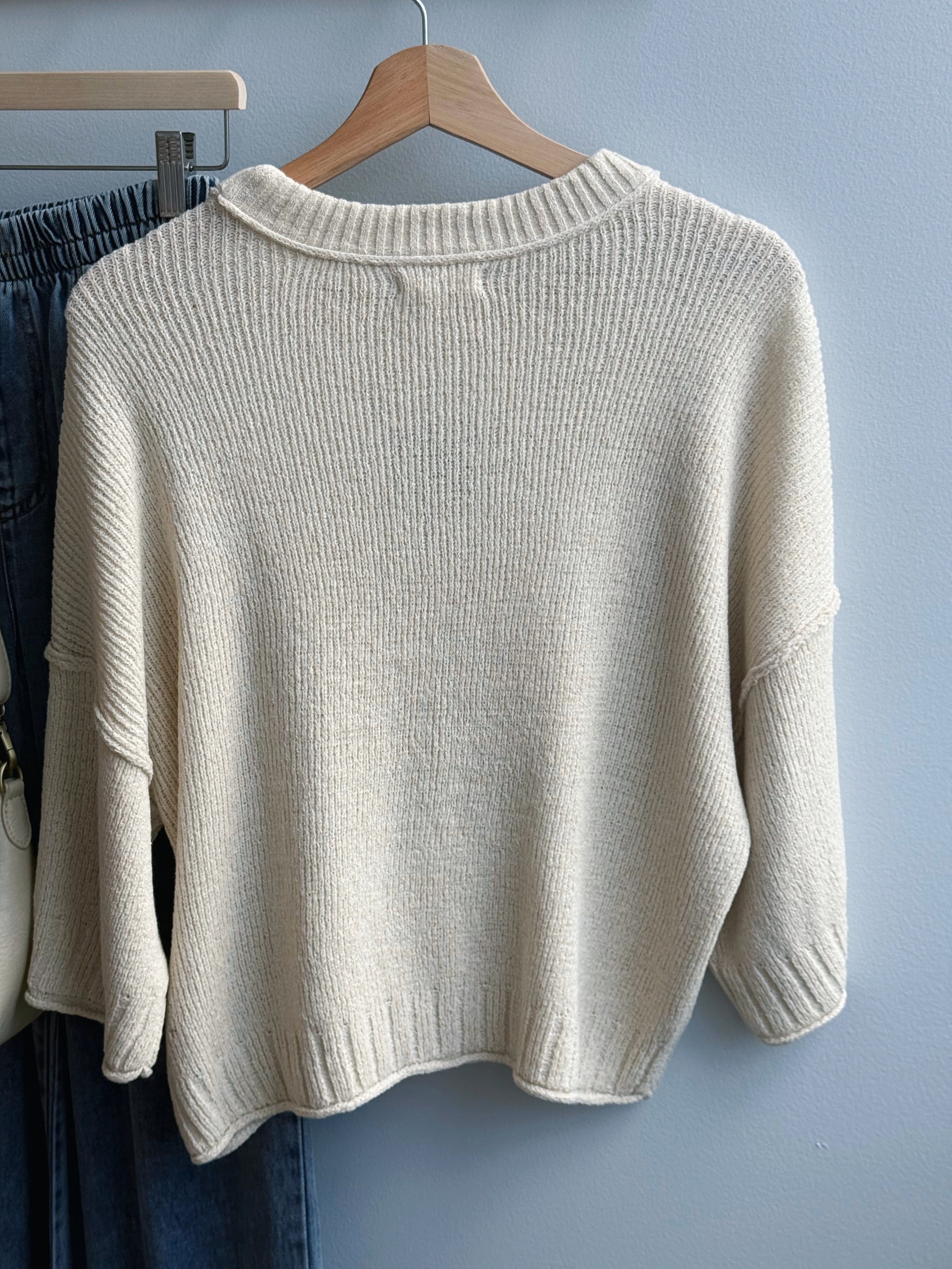 Sylva Drop Shoulder Sweater - NATURAL - willows clothing SWEATER