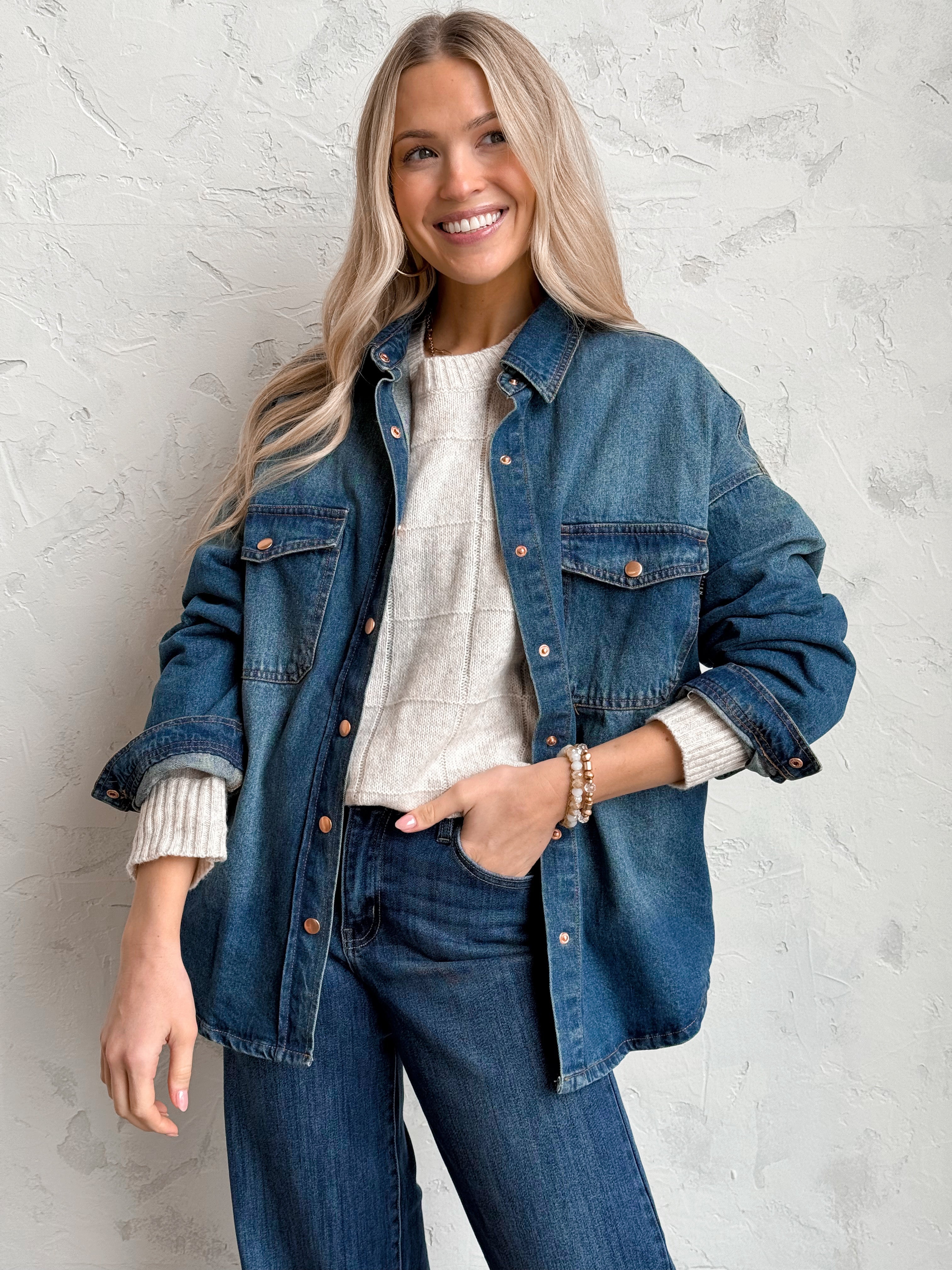 Sylvia Shacket - DARK - willows clothing Blazer/ Denim Jacket