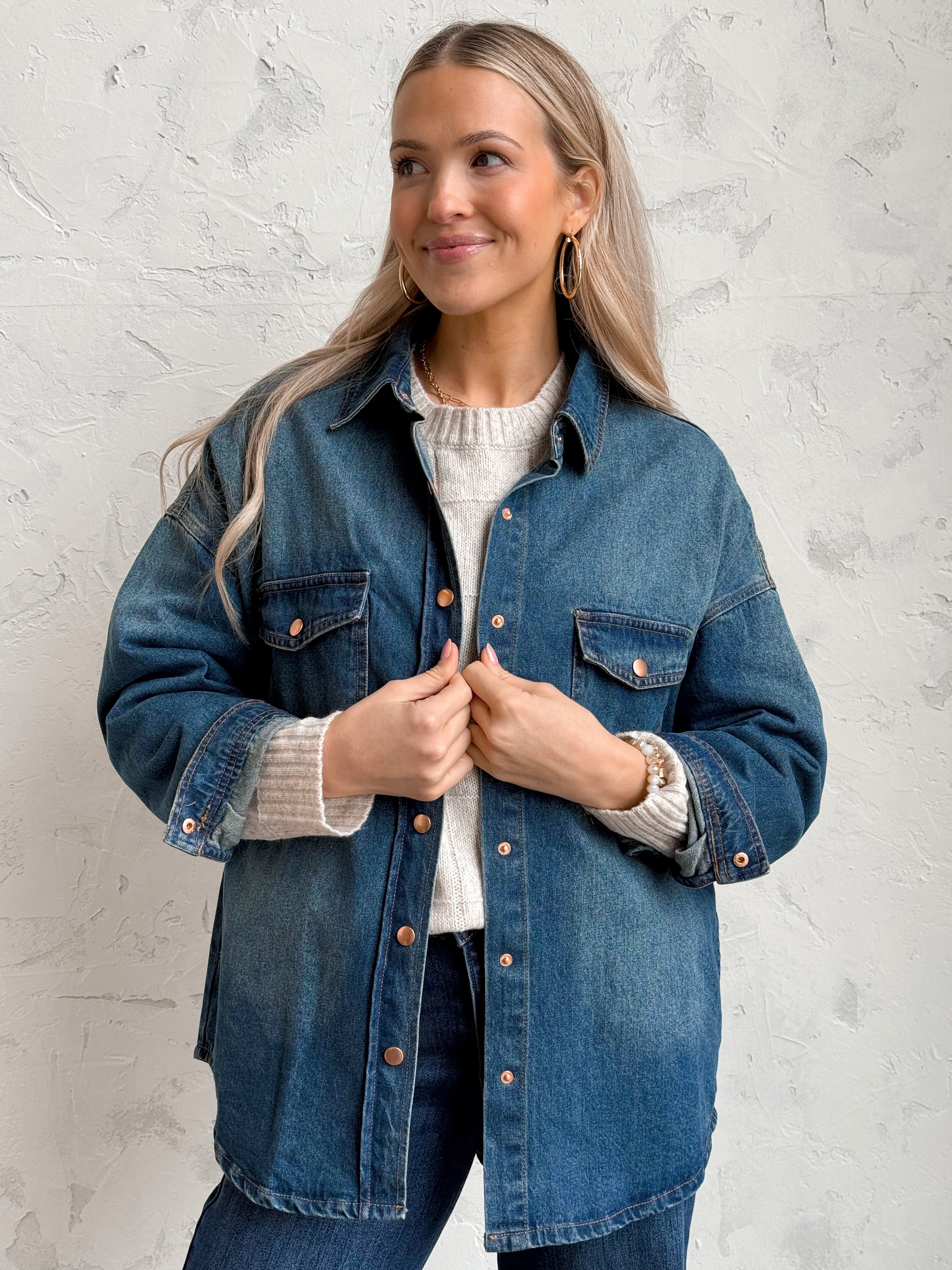 Sylvia Shacket - DARK - willows clothing Blazer/ Denim Jacket