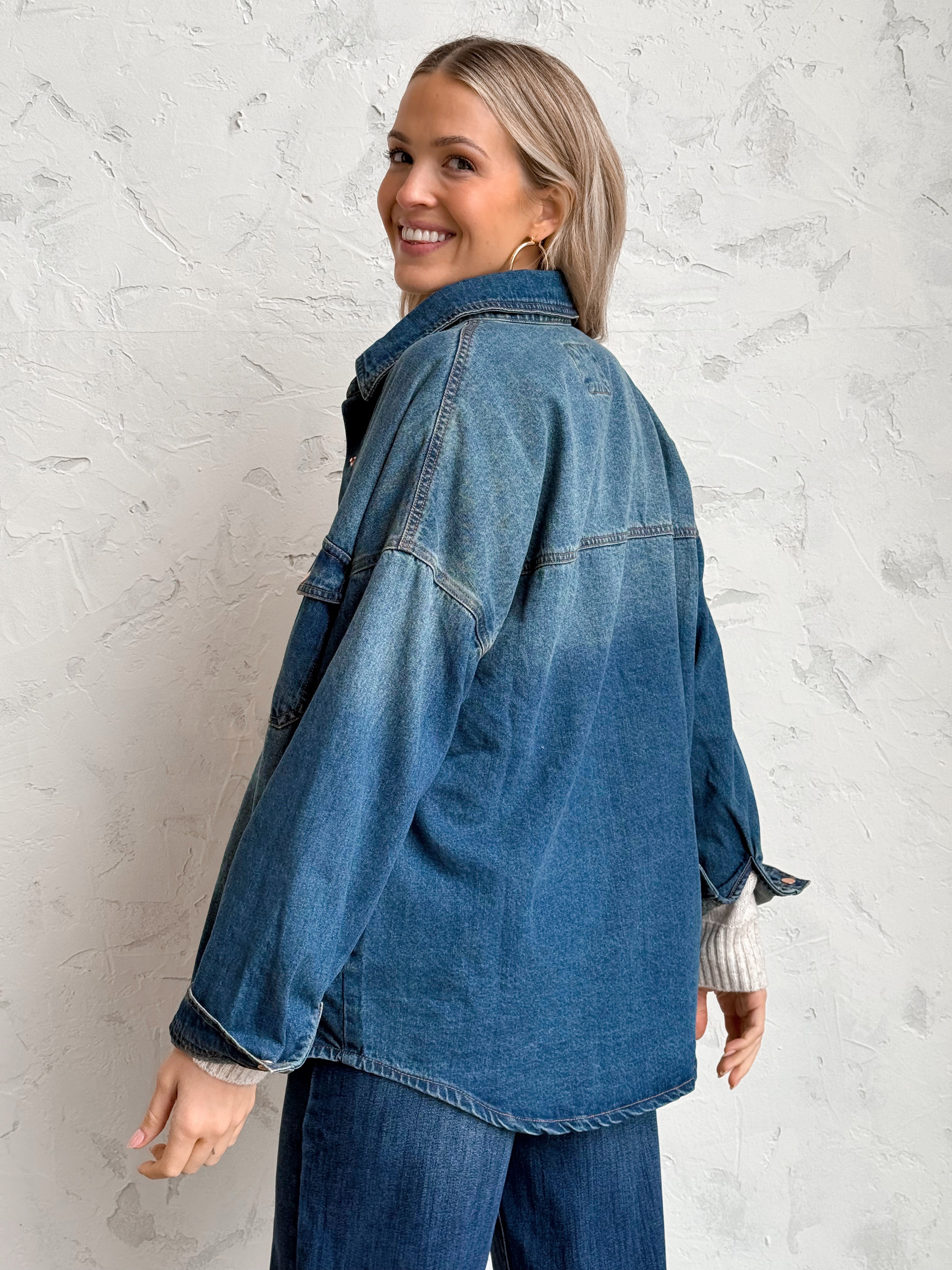 Sylvia Shacket - DARK - willows clothing Blazer/ Denim Jacket