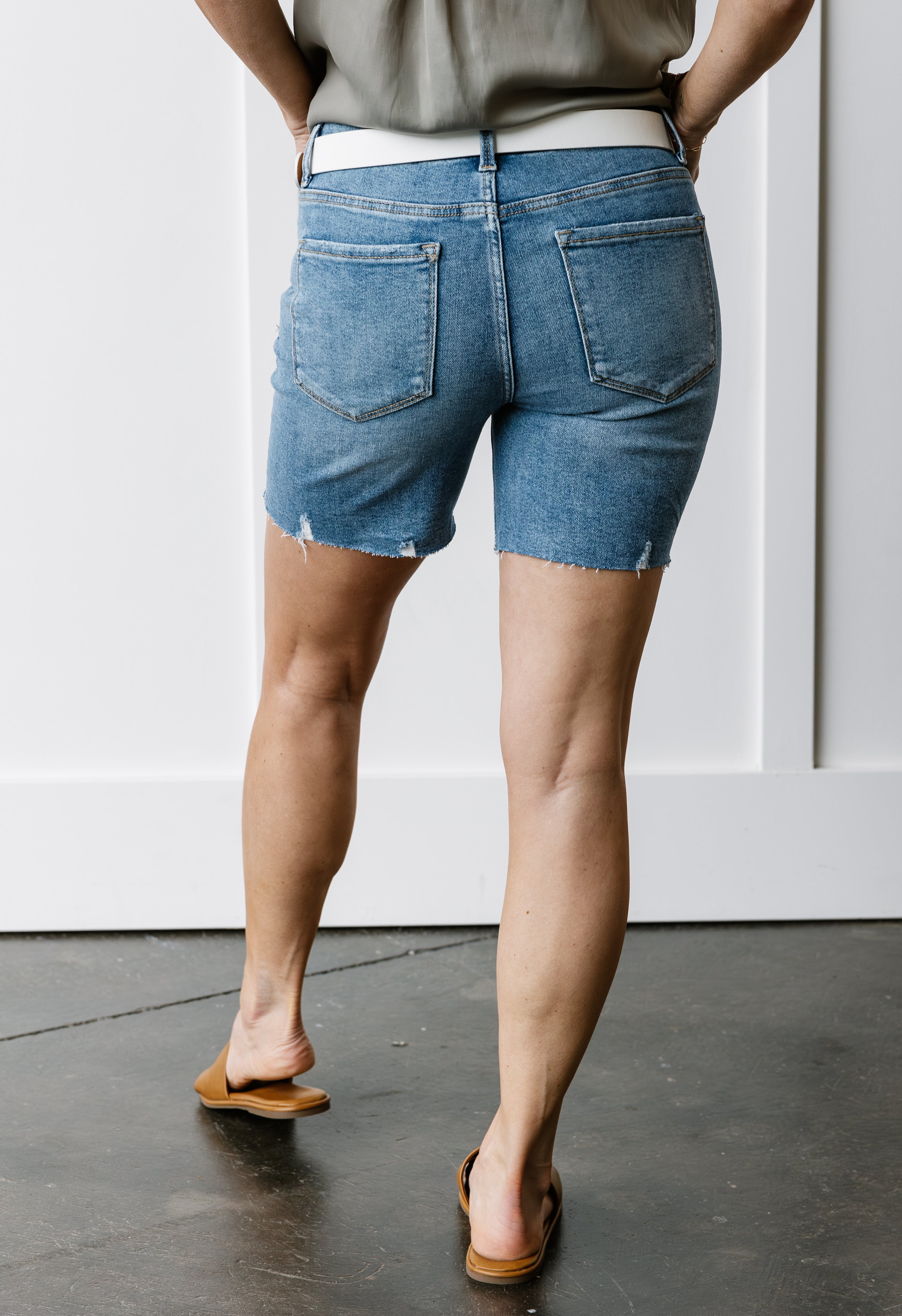 Tabitha Denim Shorts - MEDIUM - willows clothing SHORTS