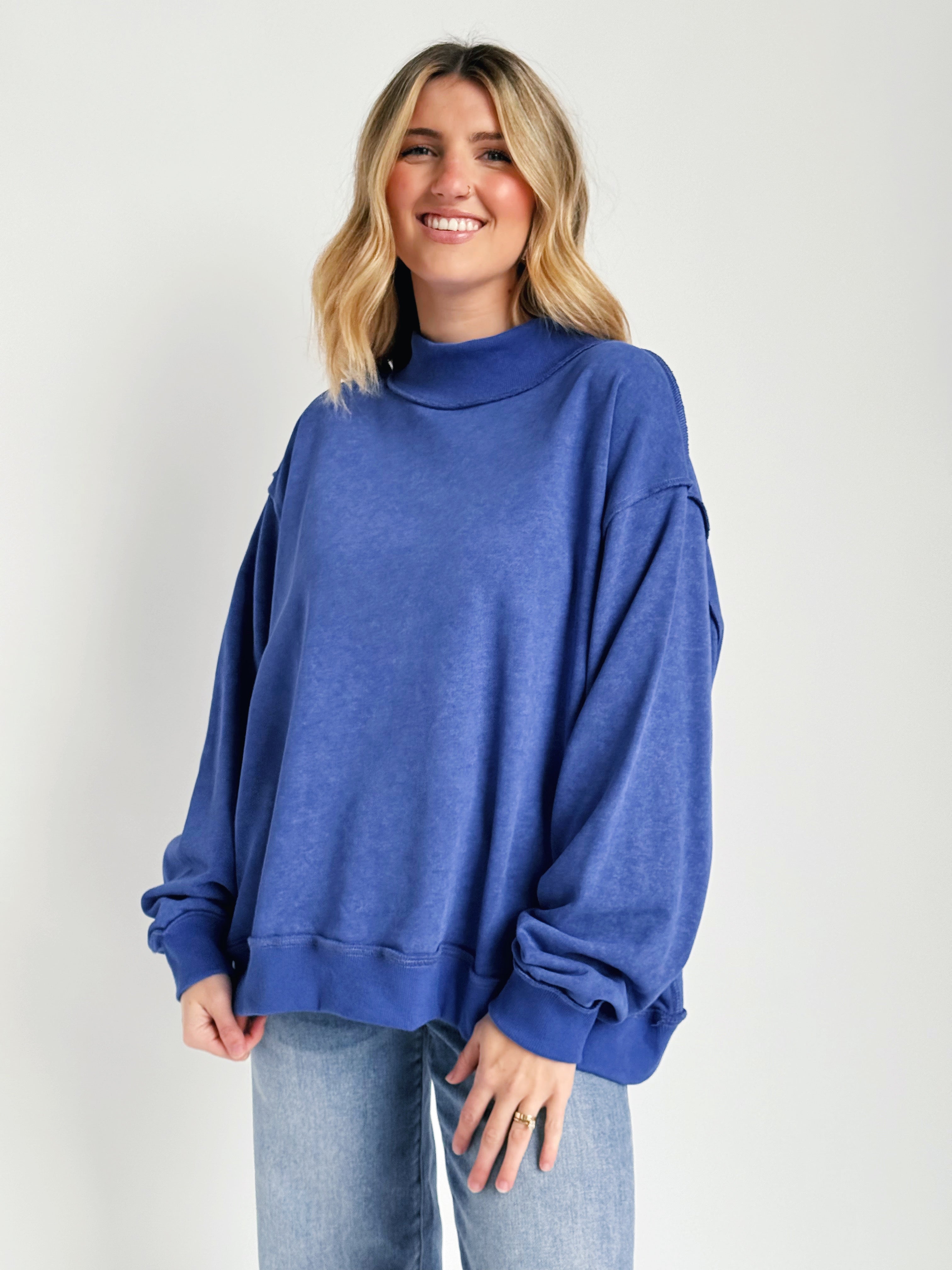 Tabitha Oversized Sweatshirt - ROYAL - willows clothing SWEATSHIRT