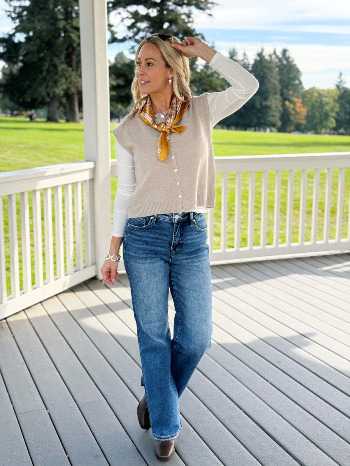 Take It Easy Vest - TAUPE - willows clothing SWEATER