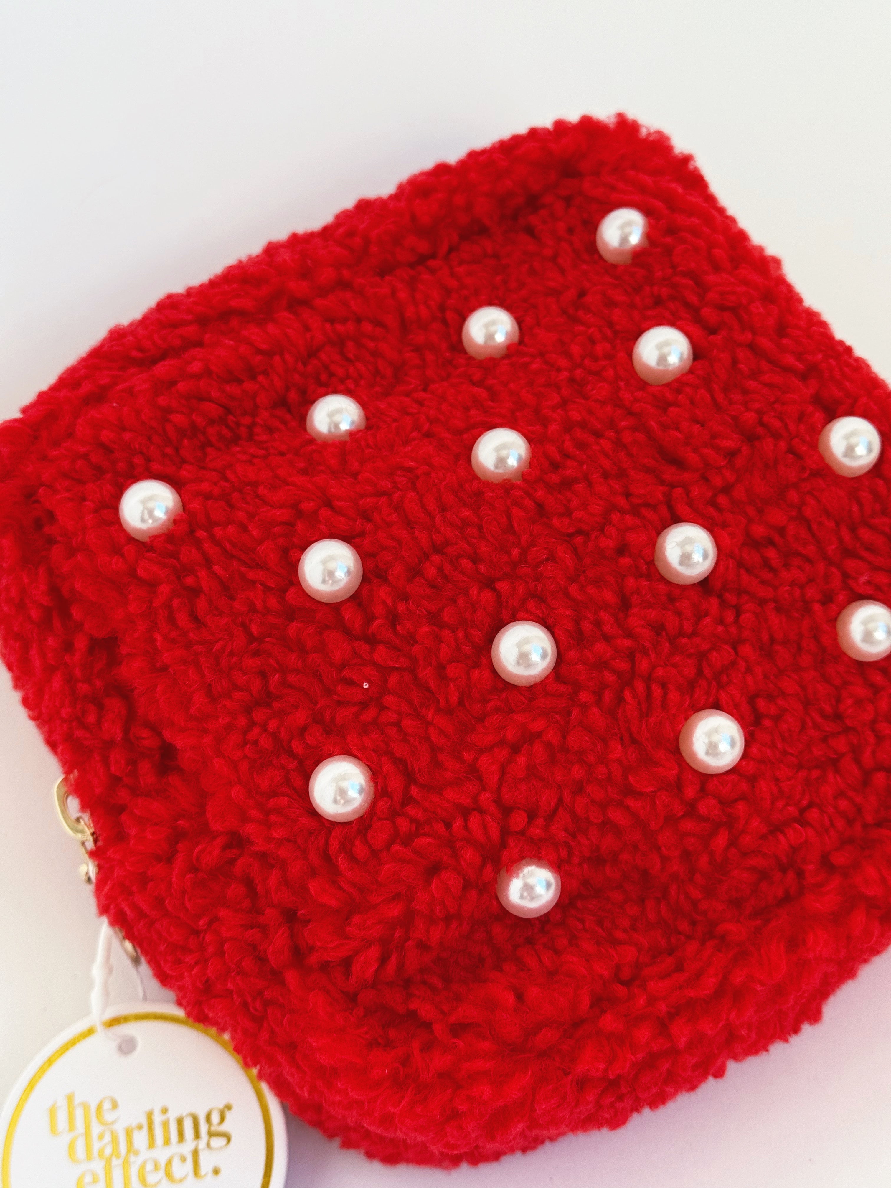 Teddy Pouch - SQUARE PEARL RED - willows clothing Holiday