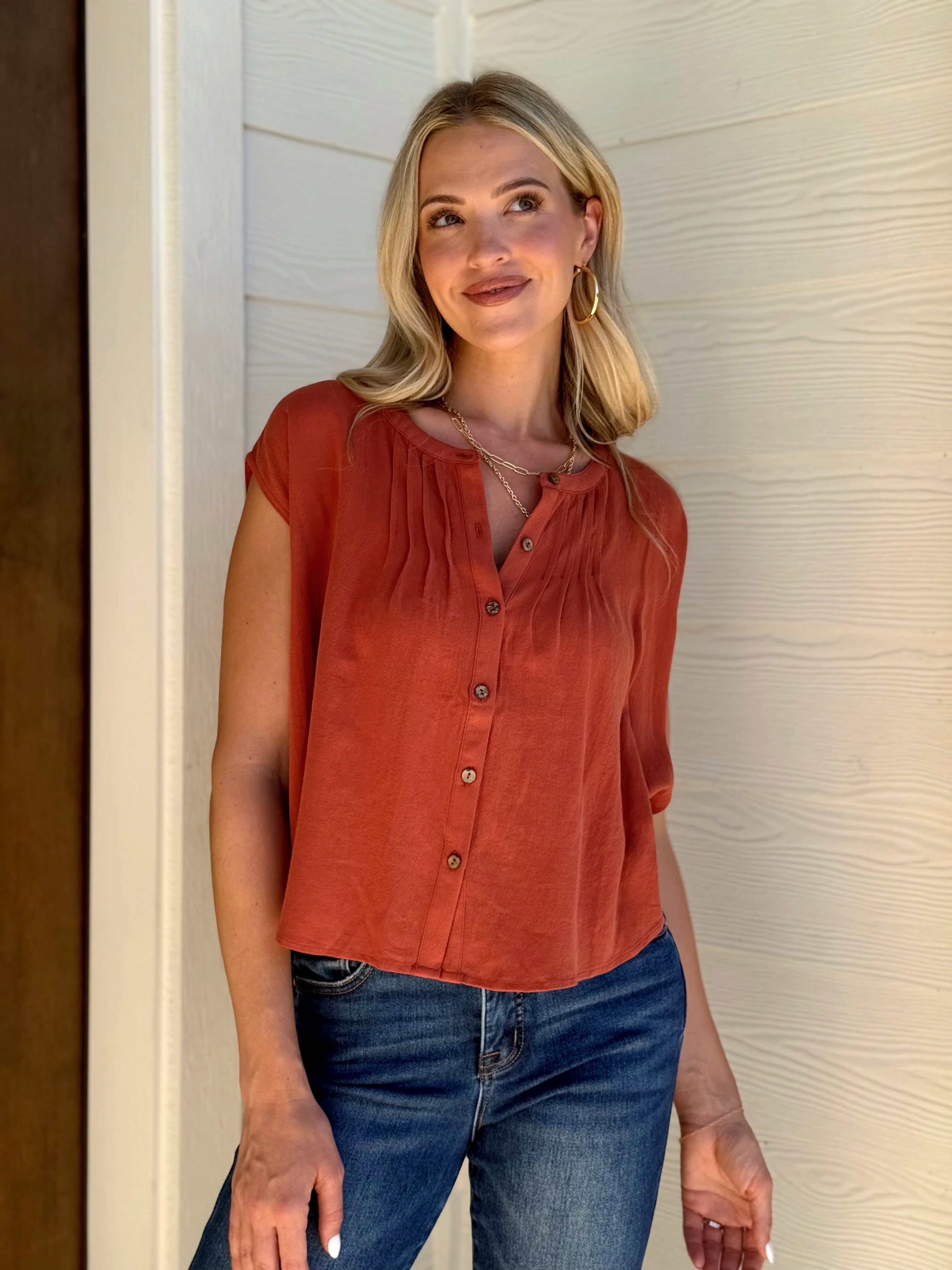 Thistle Blouse - BRICK - willows clothing BLOUSE