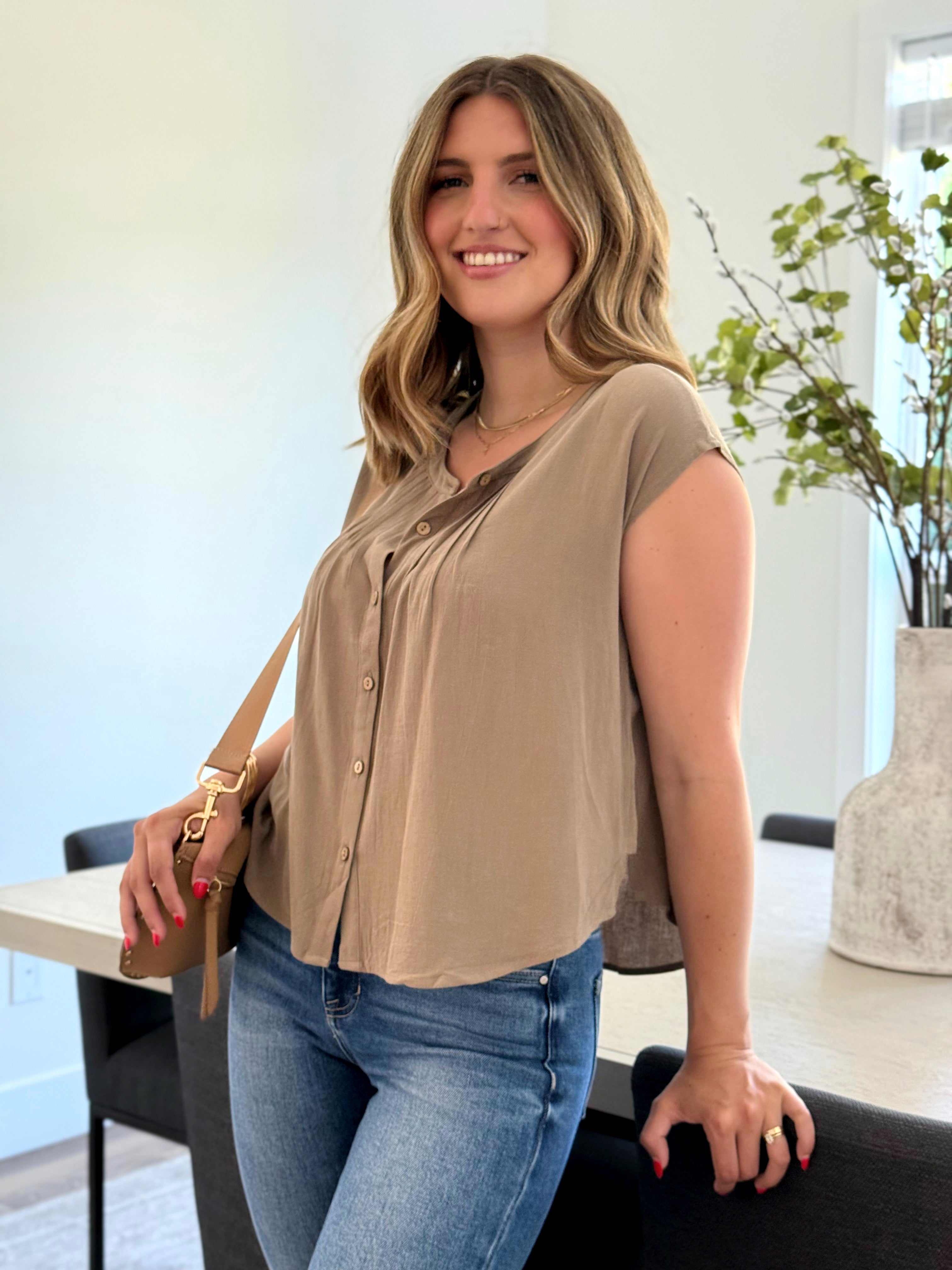 Thistle Blouse - VINTAGE OLIVE - willows clothing BLOUSE